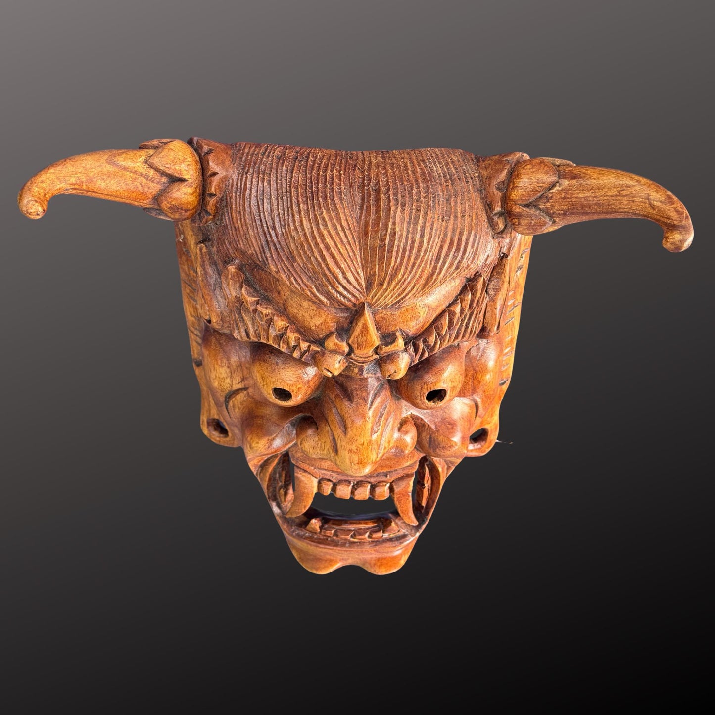 Hand Carved Hannya Mask: Balinese Noh Theater Wall Art