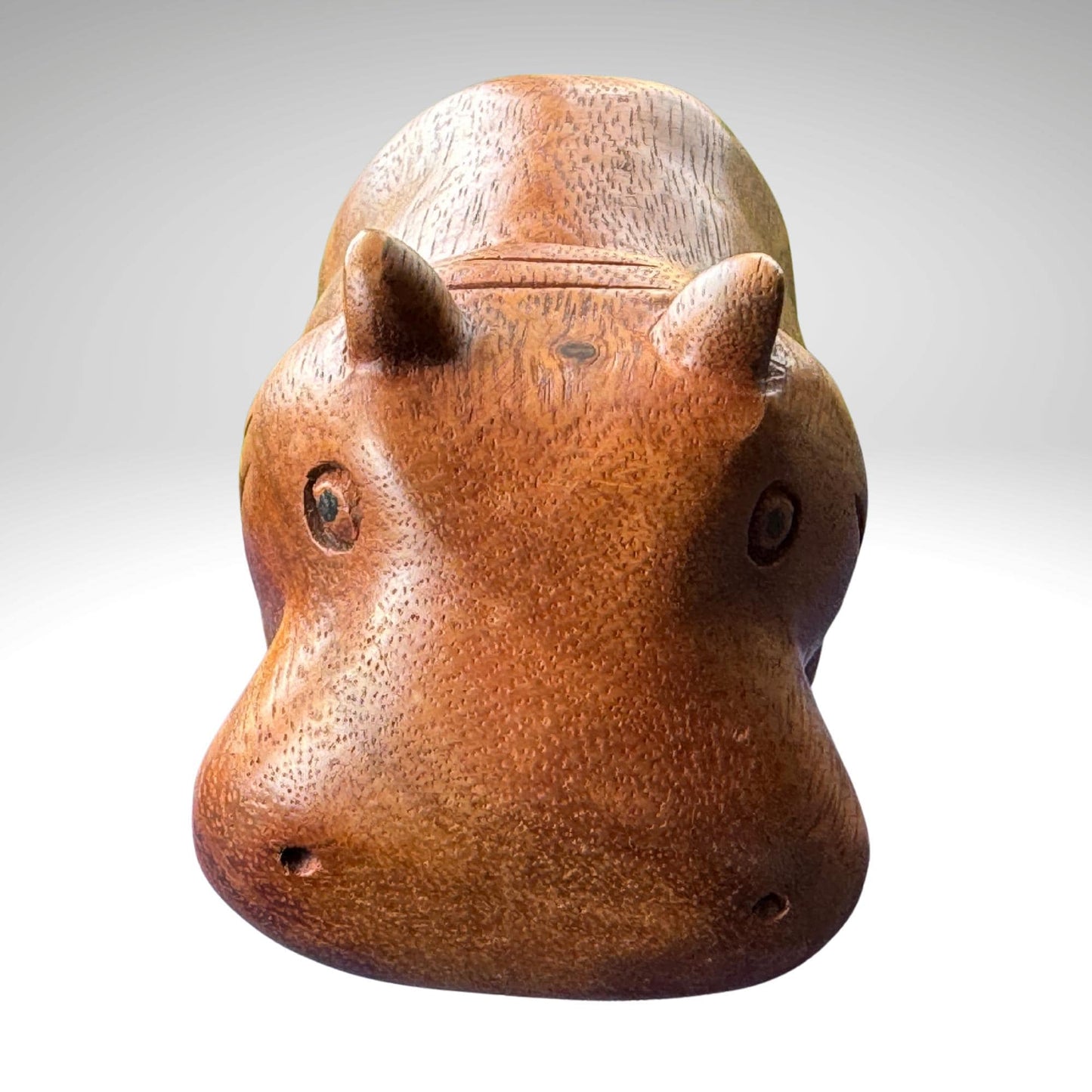 Hand Carved House Hippo Statue: Balinese Suar Wood  Sculpture