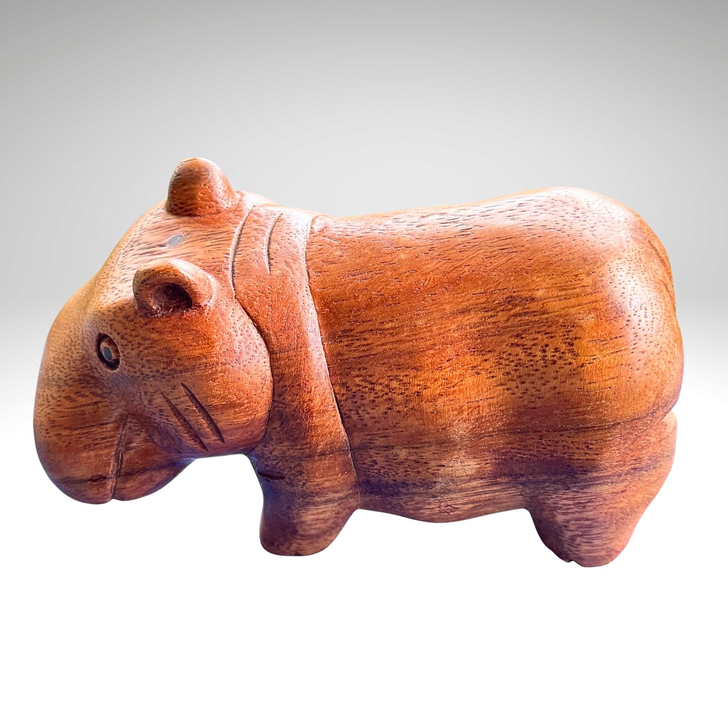 Hand Carved House Hippo Statue: Balinese Suar Wood  Sculpture