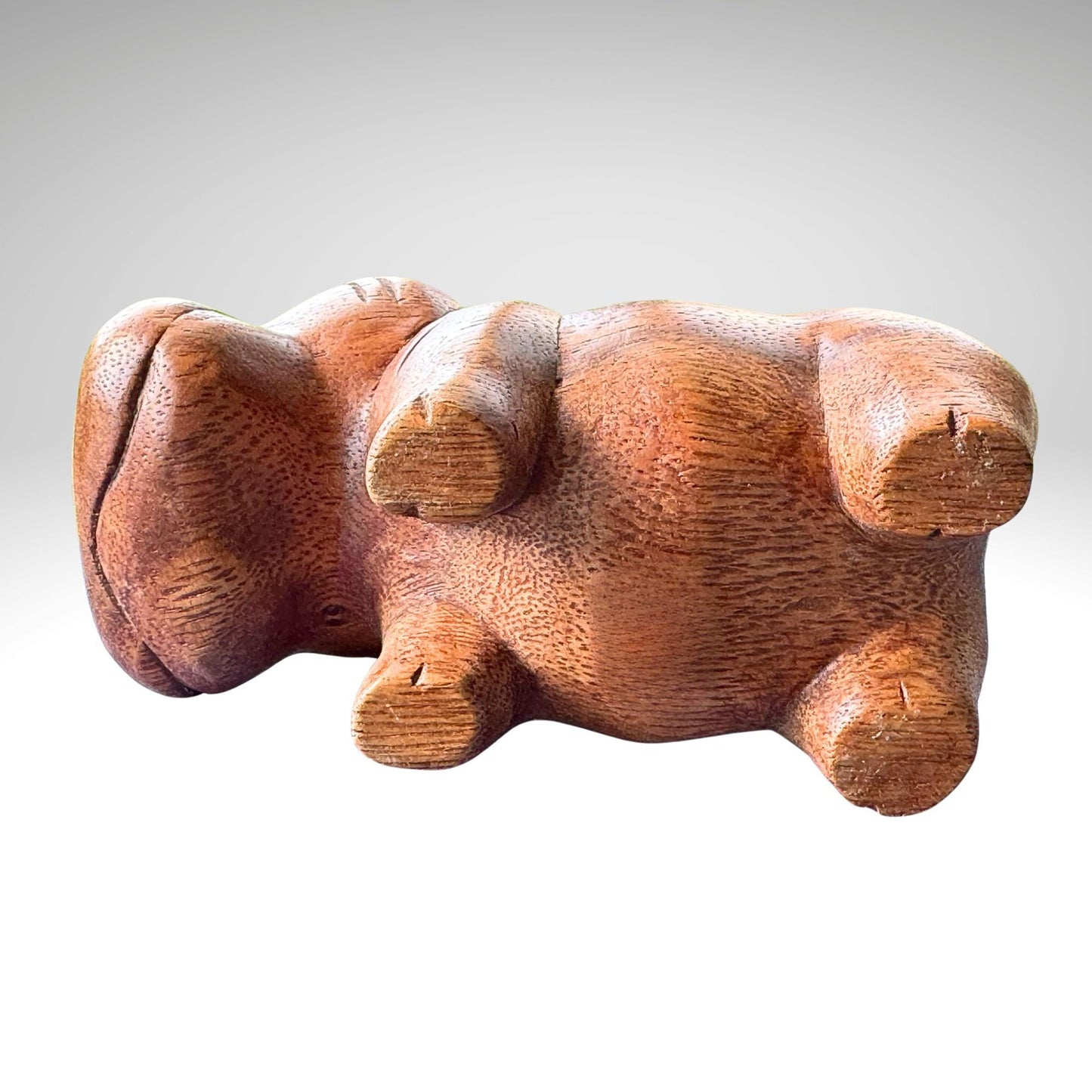 Hand Carved House Hippo Statue: Balinese Suar Wood  Sculpture
