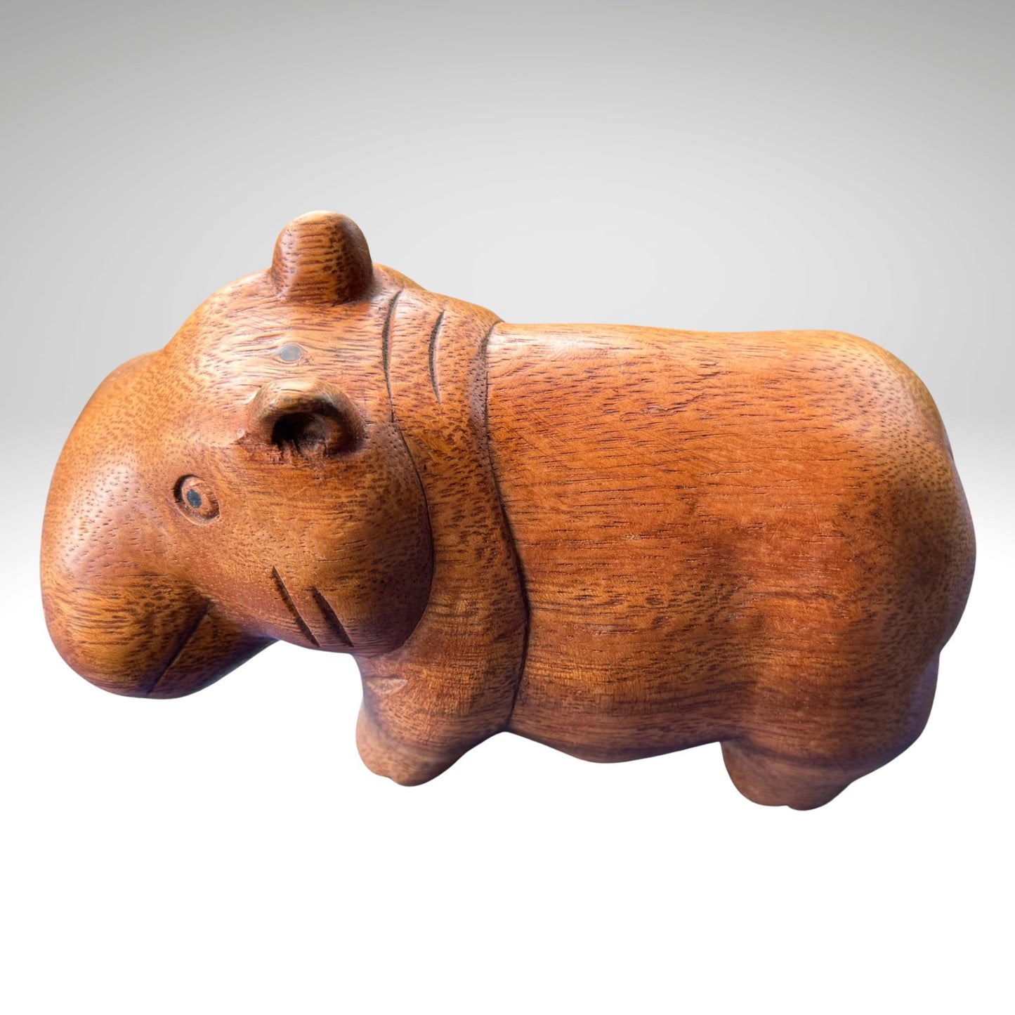 Hand Carved House Hippo Statue: Balinese Suar Wood  Sculpture