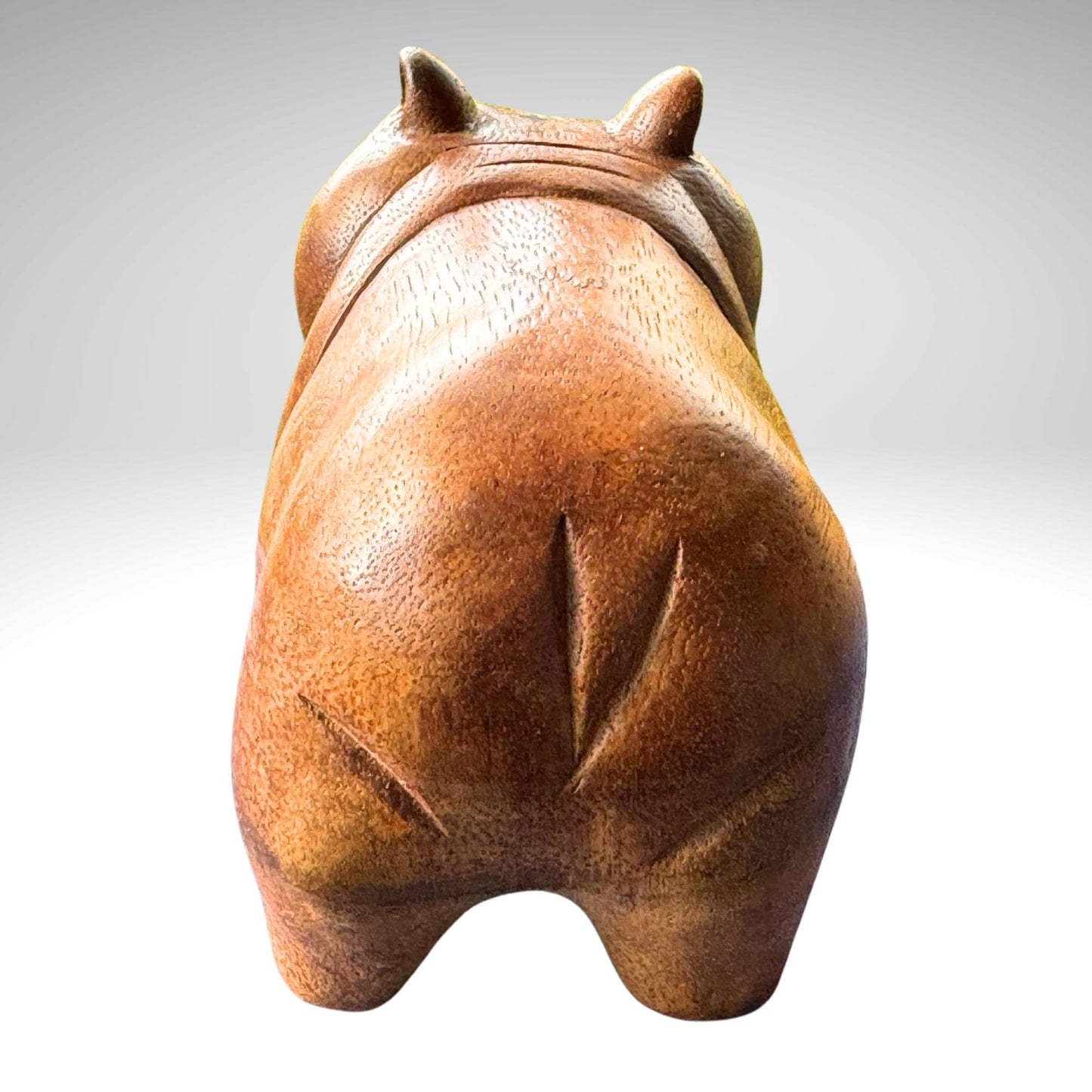 Hand Carved House Hippo Statue: Balinese Suar Wood  Sculpture