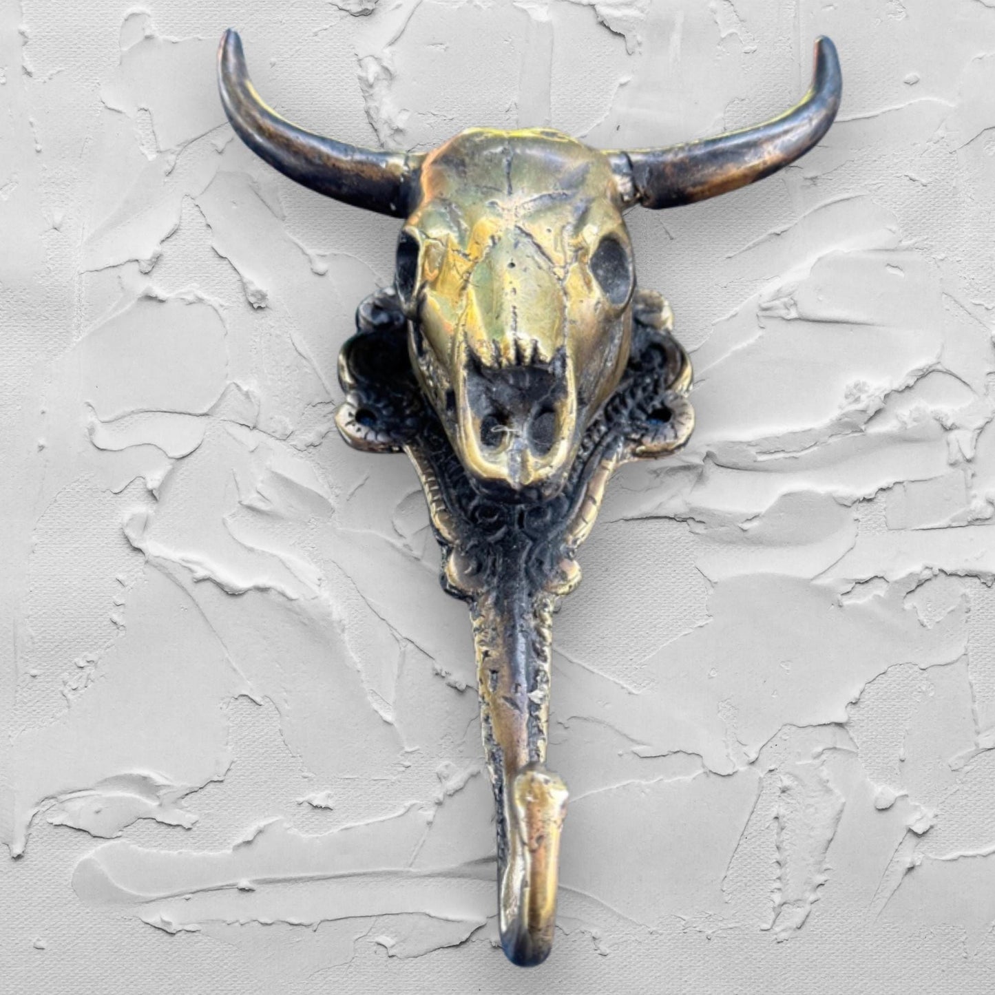 Steer Bull  bronze Cow wall Hook Unique Home Storage Rustic Lodge Boho Decor Gold