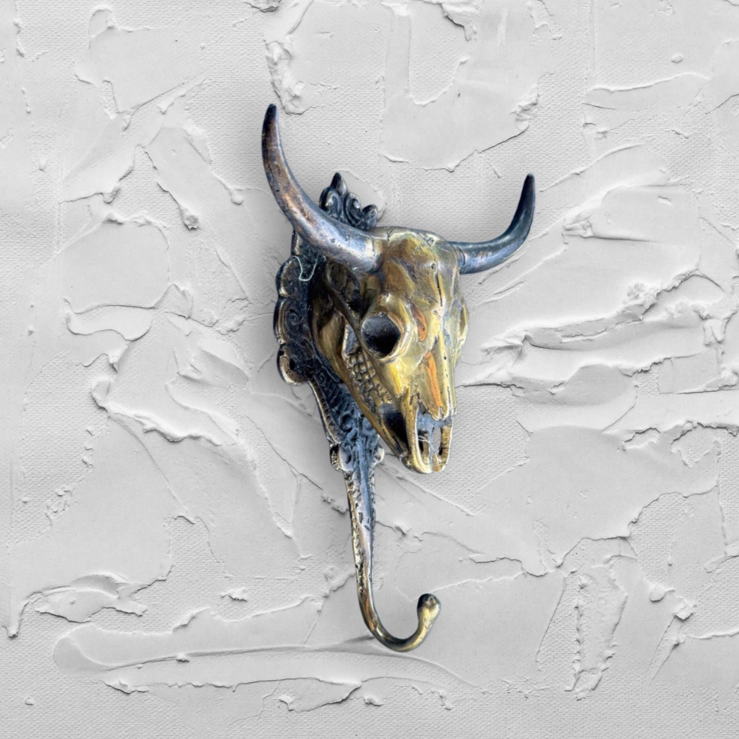 Steer Bull  bronze Cow wall Hook Unique Home Storage Rustic Lodge Boho Decor Gold