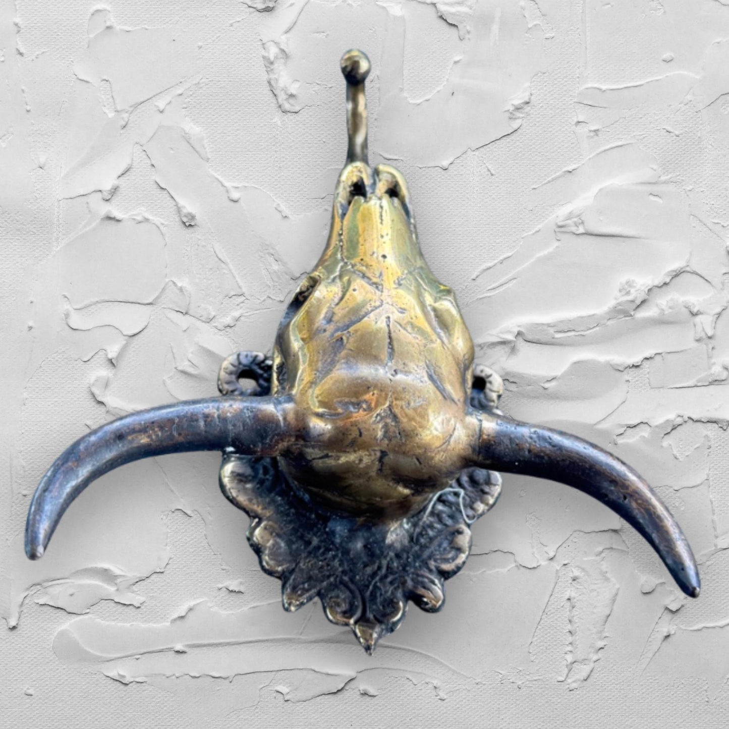 Steer Bull  bronze Cow wall Hook Unique Home Storage Rustic Lodge Boho Decor Gold
