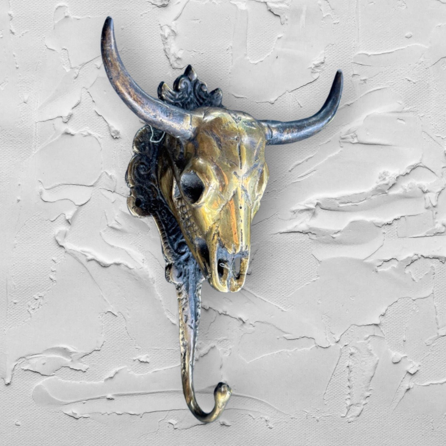 Steer Bull  bronze Cow wall Hook Unique Home Storage Rustic Lodge Boho Decor Gold
