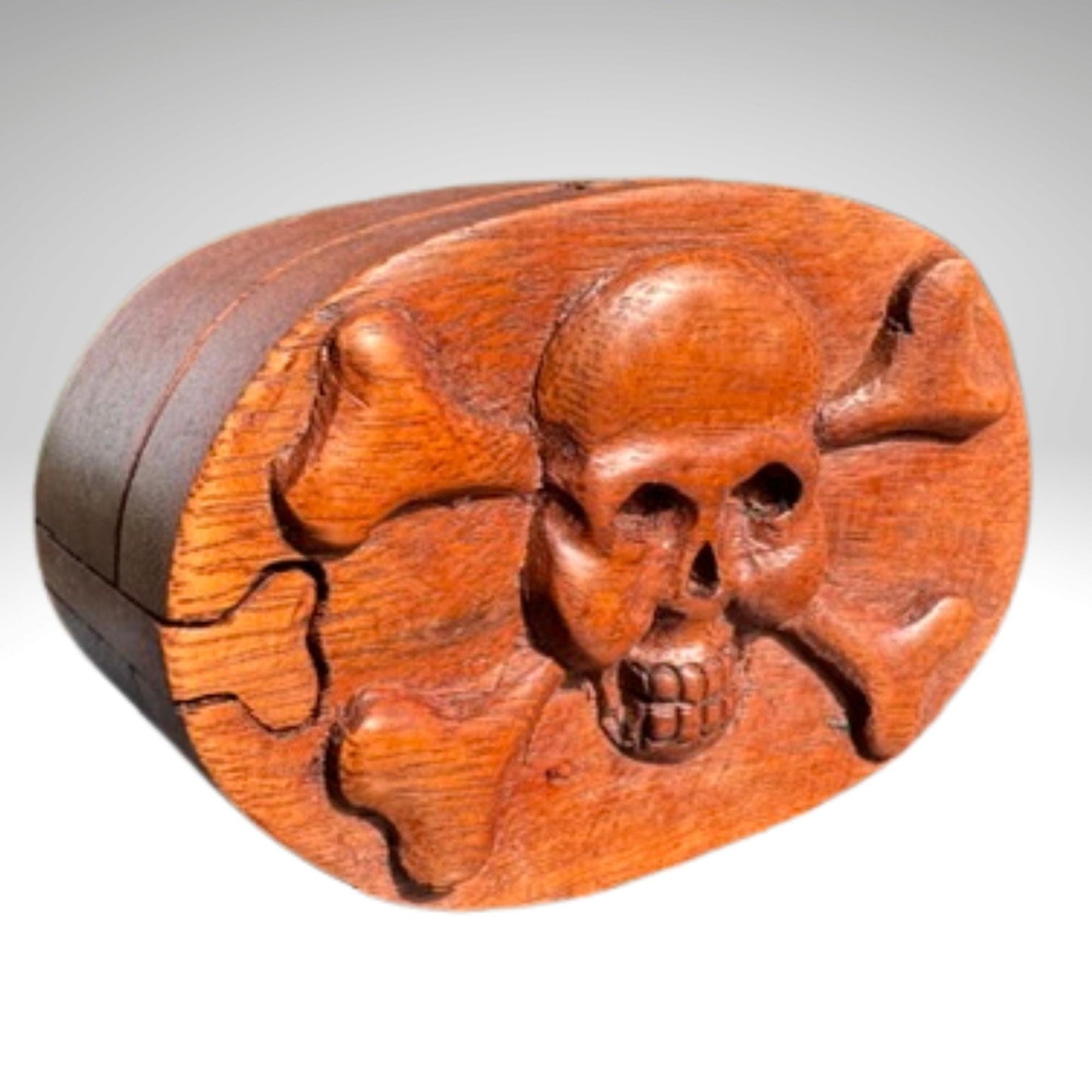 Hand Carved Skull Puzzle Box: Gothic Pirate Jolly Rogers Stash Box, Suar Wood Art