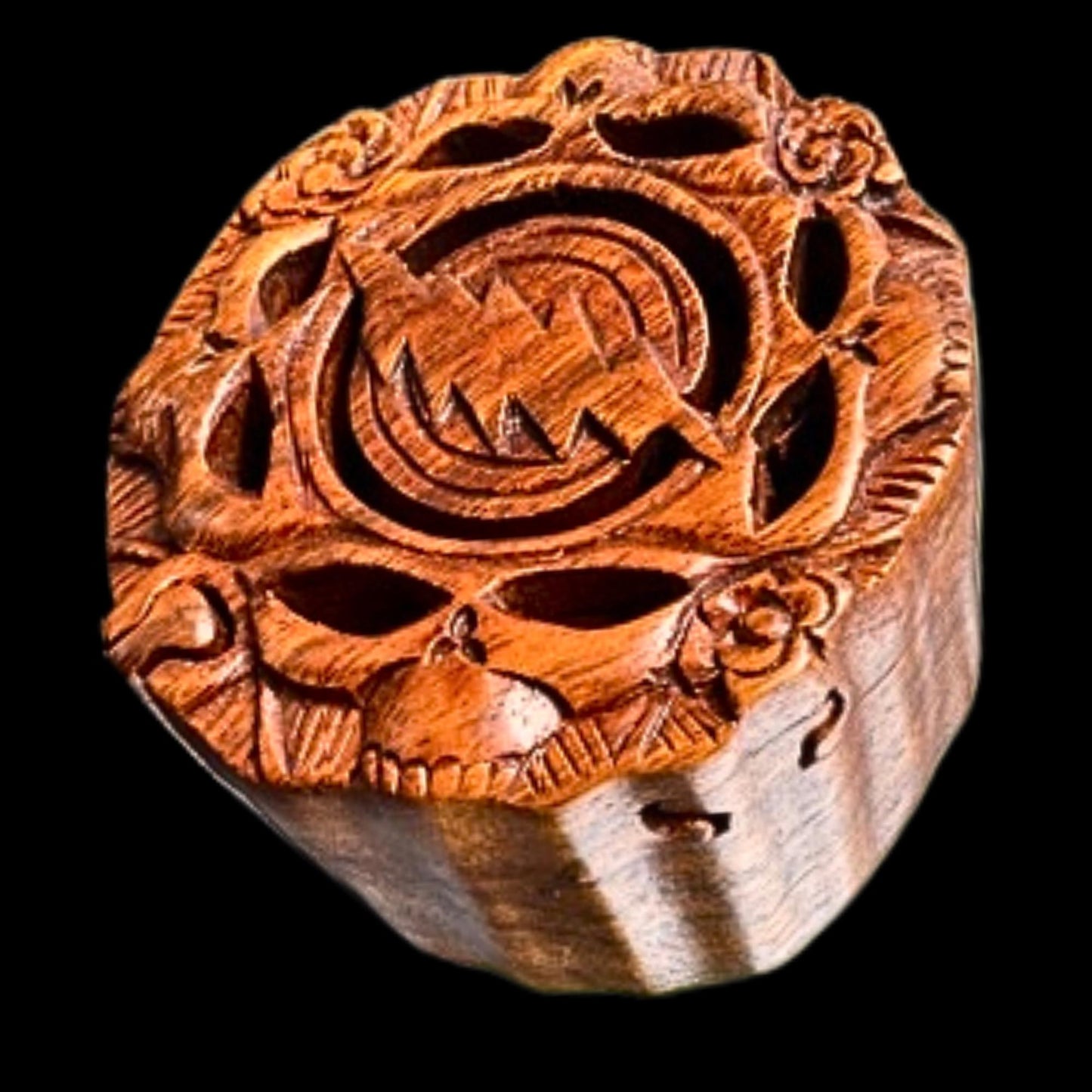 Steal your Face Skeleton Skull Lightning Bolt Puzzle Trinket Box stash box Hand Carved Wood Bali art