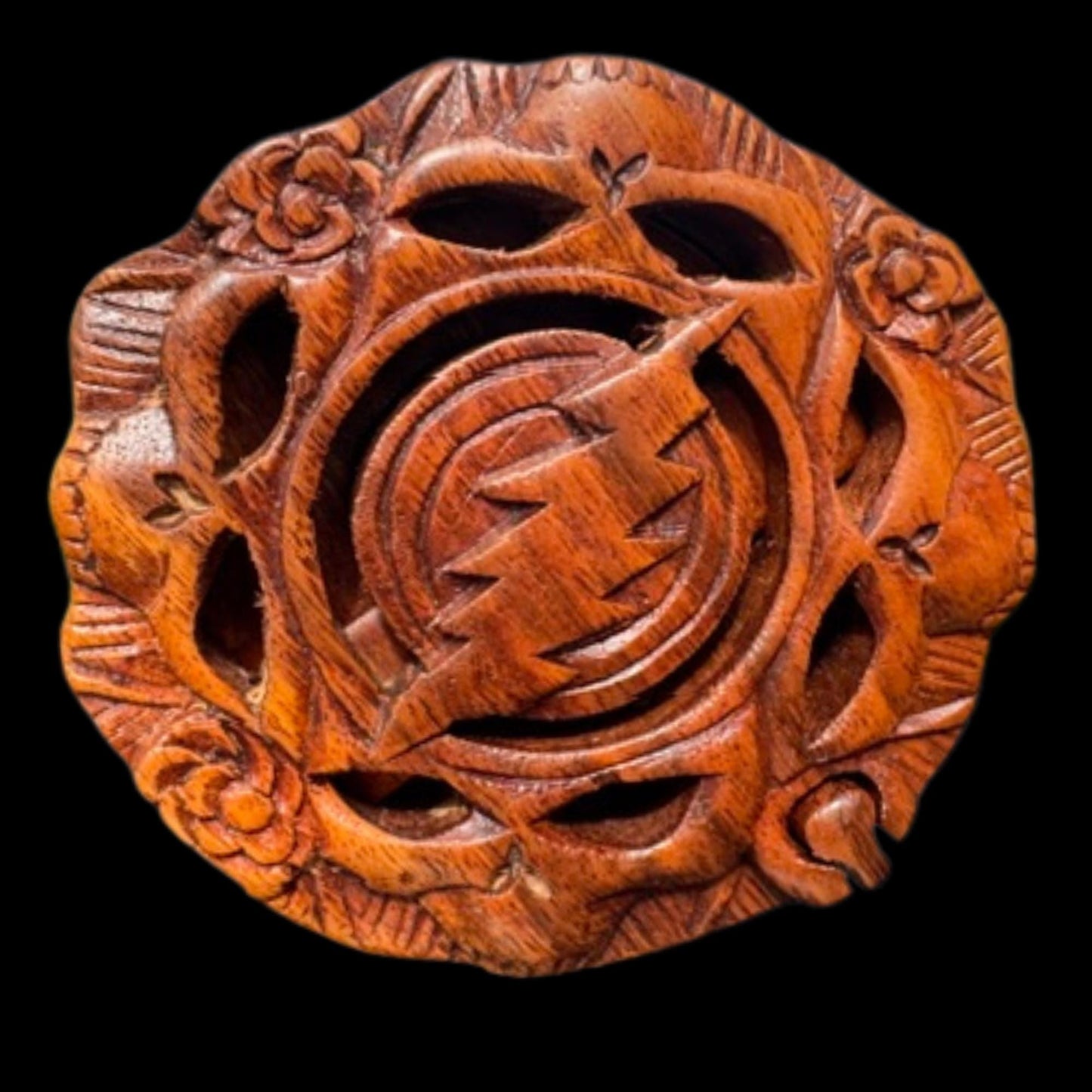 Steal your Face Skeleton Skull Lightning Bolt Puzzle Trinket Box stash box Hand Carved Wood Bali art