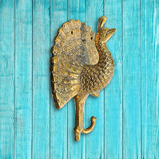 Peacock Bird wall hook Coat Hanger Genuine Bronze Boho Wall Decor