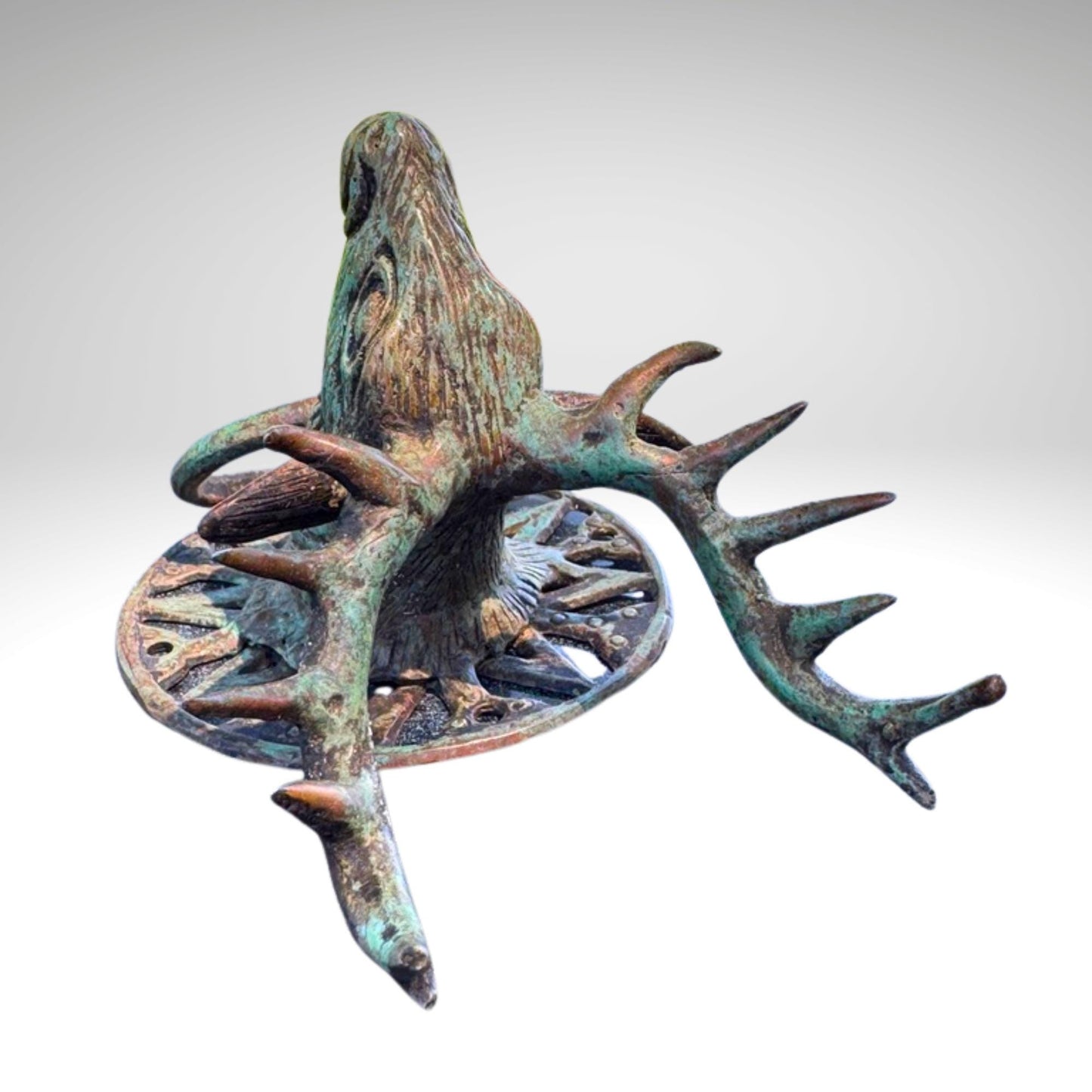 Verdigris Bronze Deer Door Knocker: Balinese Cast Architectural Art