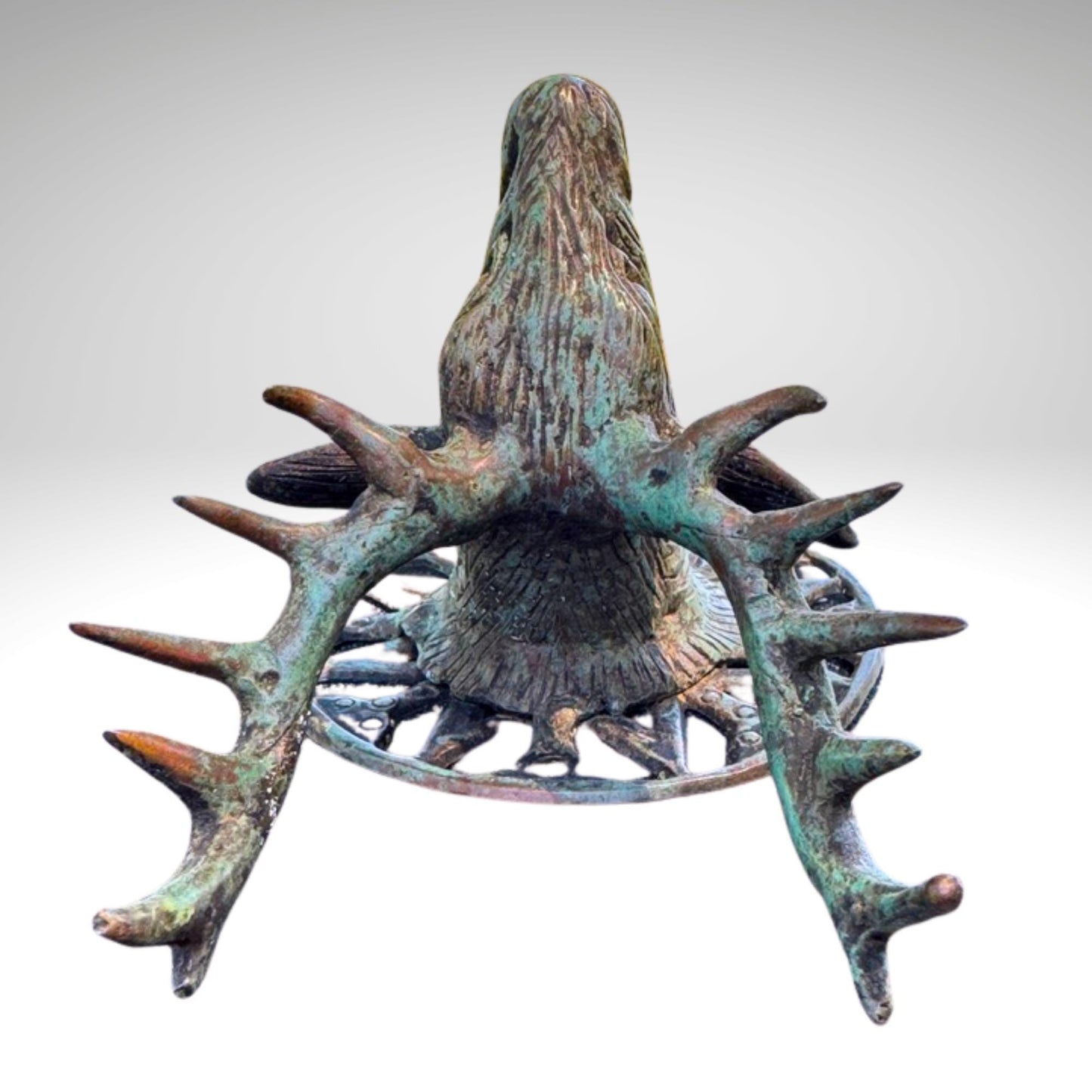 Verdigris Bronze Deer Door Knocker: Balinese Cast Architectural Art