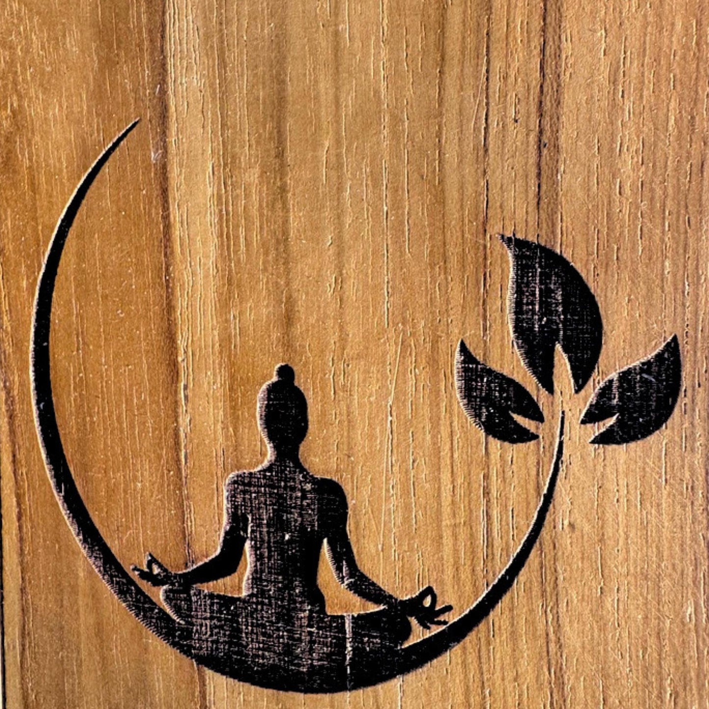 Teak Wood Incense Box with Ash Catcher: Balinese Mandala, Buddha, or Goddess