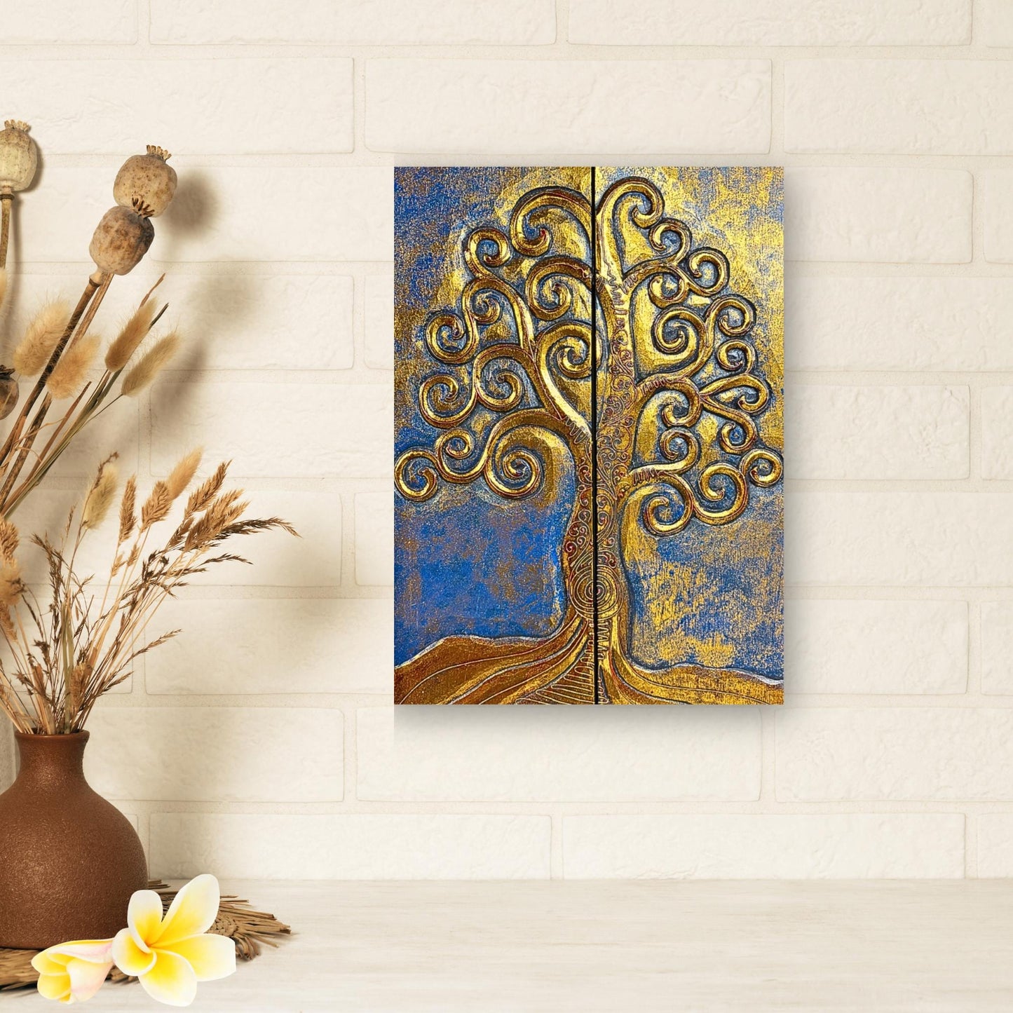 Hand Carved Tree of Life Wood Wall Art: Balinese Boho Decor