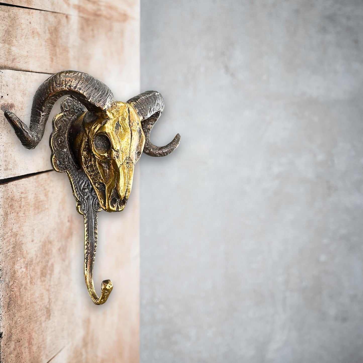 Ram Skull Bronze Wall Hook: Handmade Lost Wax Cast Metal, Mountain Goat Key Holder