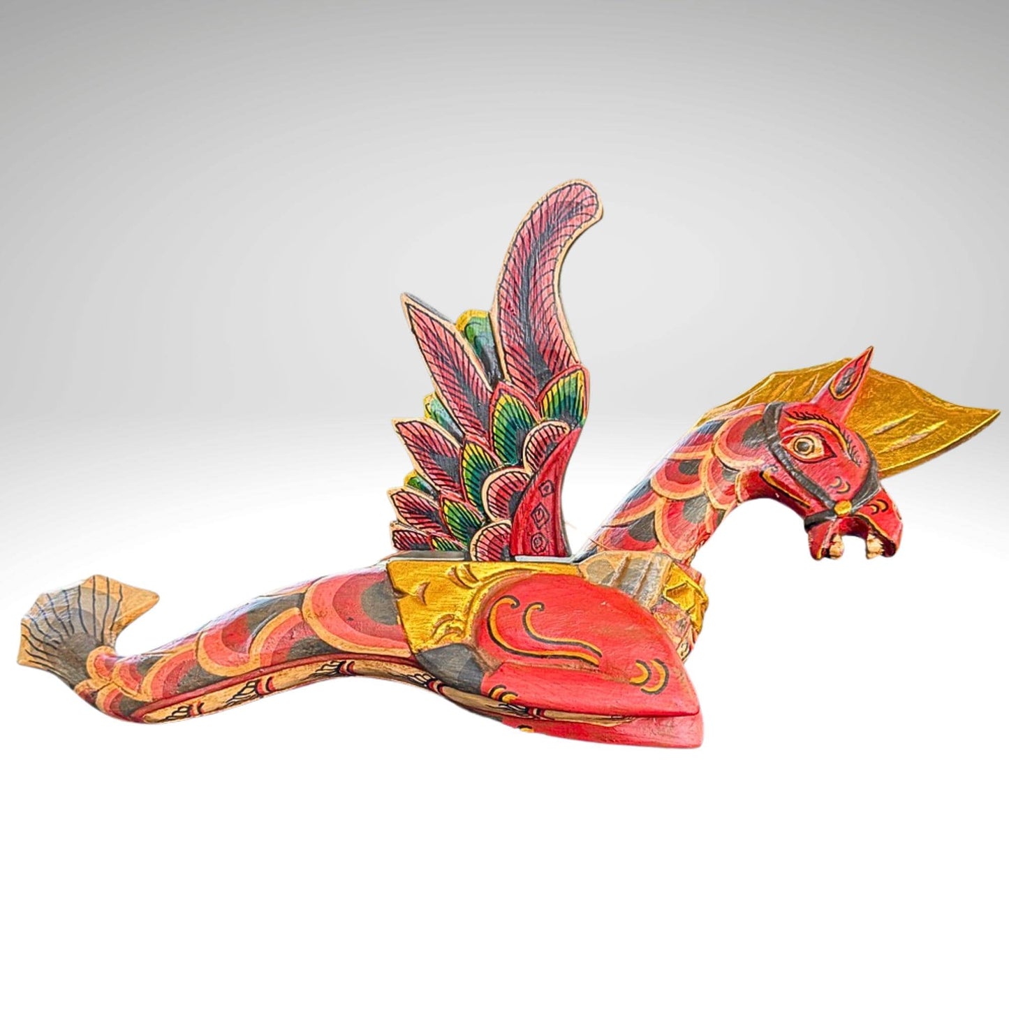 Bali Winged Seahorse Spiritchaser Mobile,Hand Carved Wooden Indonesian Folk Art