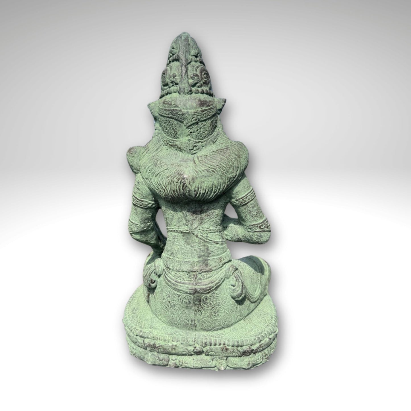 Green Dewi Tara Statue: Balinese Goddess of Compassion, Handcrafted Lava Stone