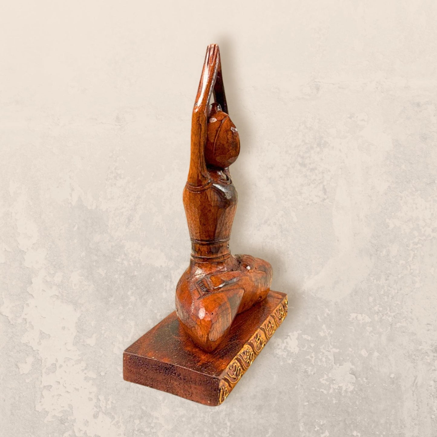 Yoga Pose Figure Asana Hand Carved Wood Statue Art Panel Sculpture Brown Balinese Art
