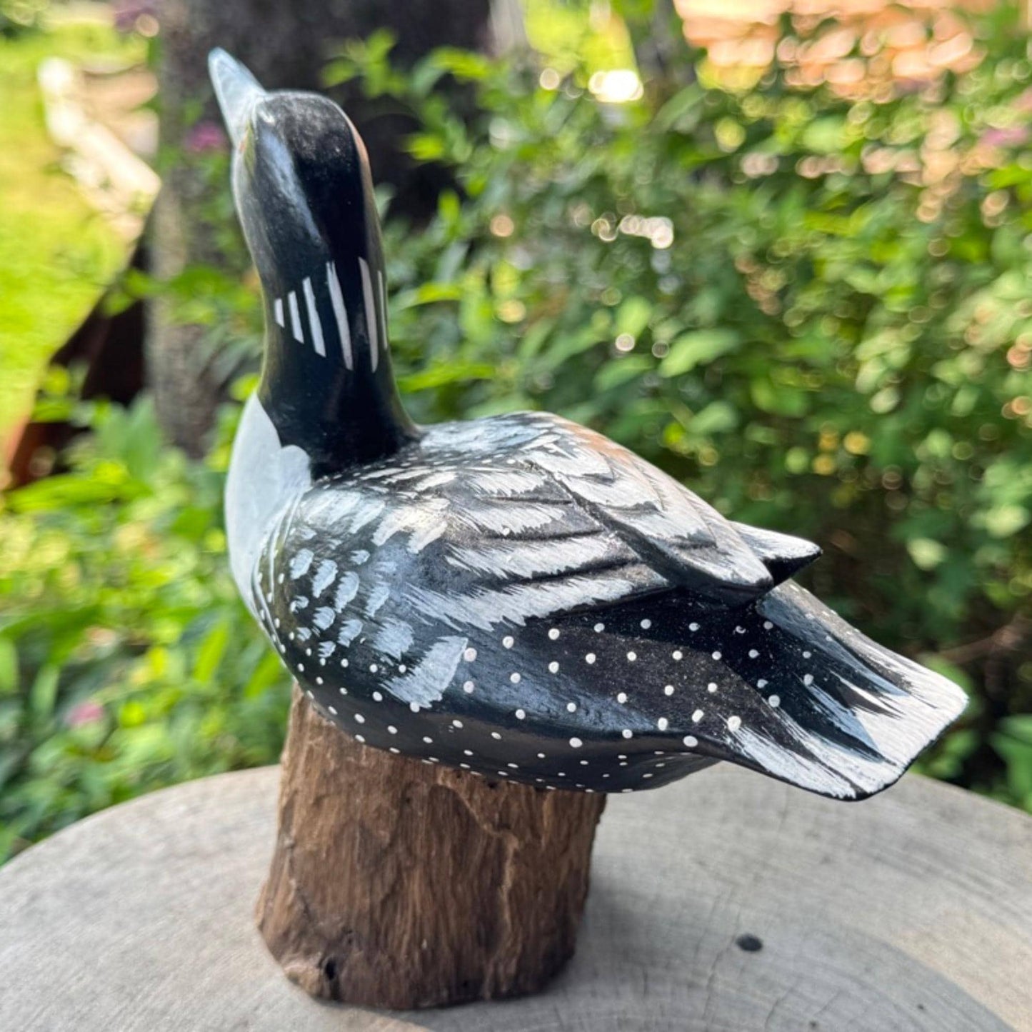 Hand Carved Wood Loon Sculpture: Water Fowl Wood Statue Shore bird wildlife art carving