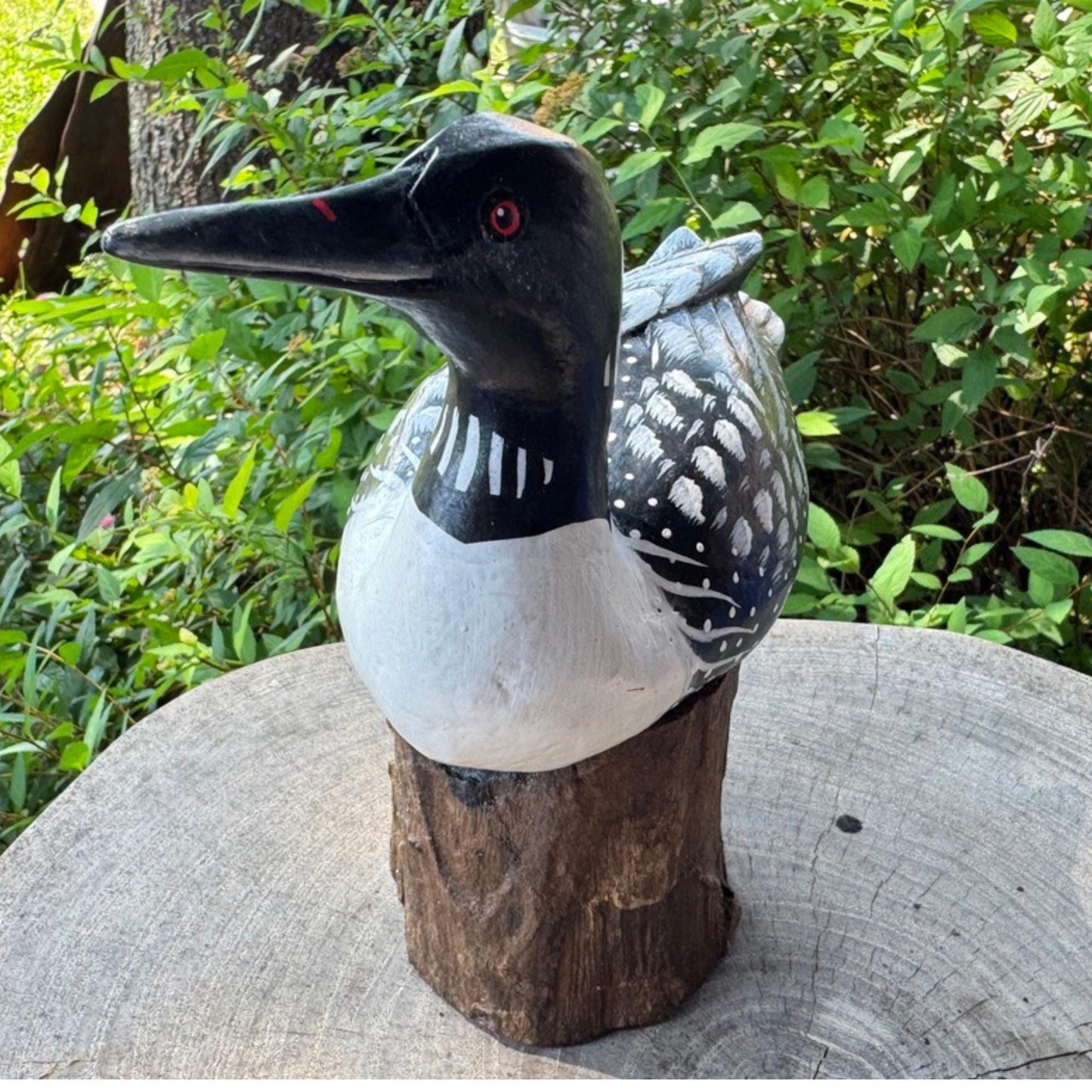 Hand Carved Wood Loon Sculpture: Water Fowl Wood Statue Shore bird wildlife art carving