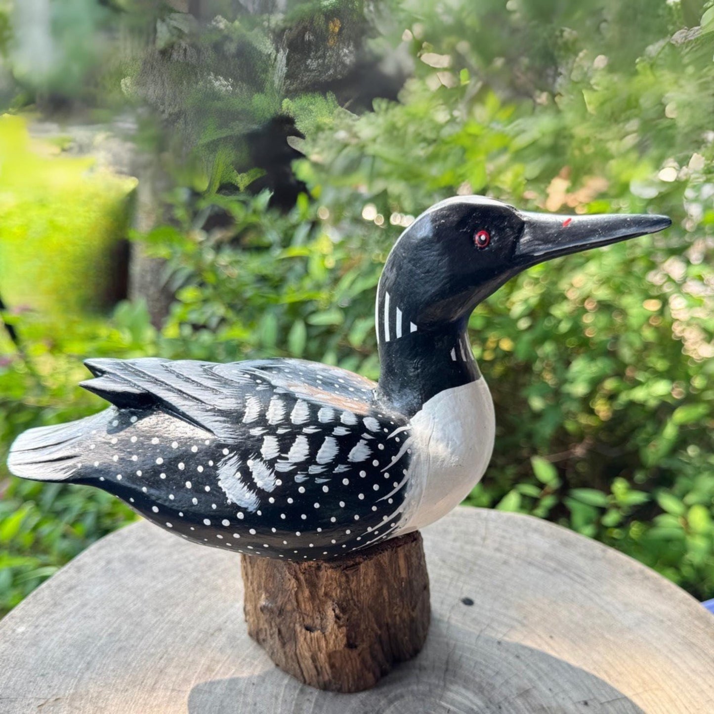 Hand Carved Wood Loon Sculpture: Water Fowl Wood Statue Shore bird wildlife art carving