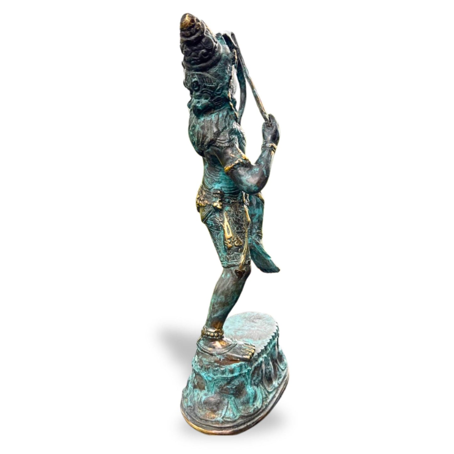 Bronze Arjuna the archer with Bow Sculpture Mahabharata, Balinese Hindu art Lost Wax Bronze stue