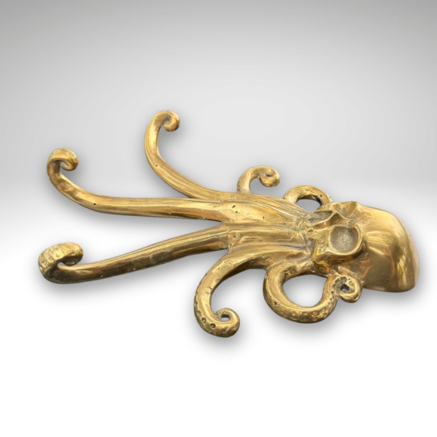 Bronze Octopus Skull Wall Hook: Nautical Pirate Decor, Handmade Bali Art