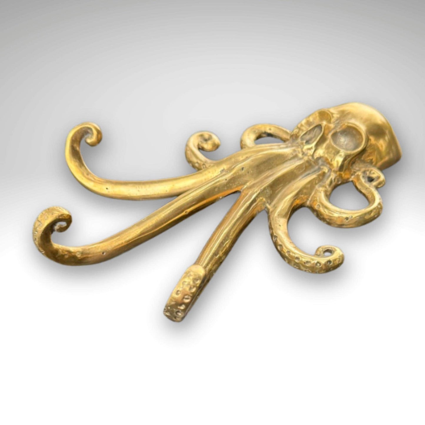 Bronze Octopus Skull Wall Hook: Nautical Pirate Decor, Handmade Bali Art