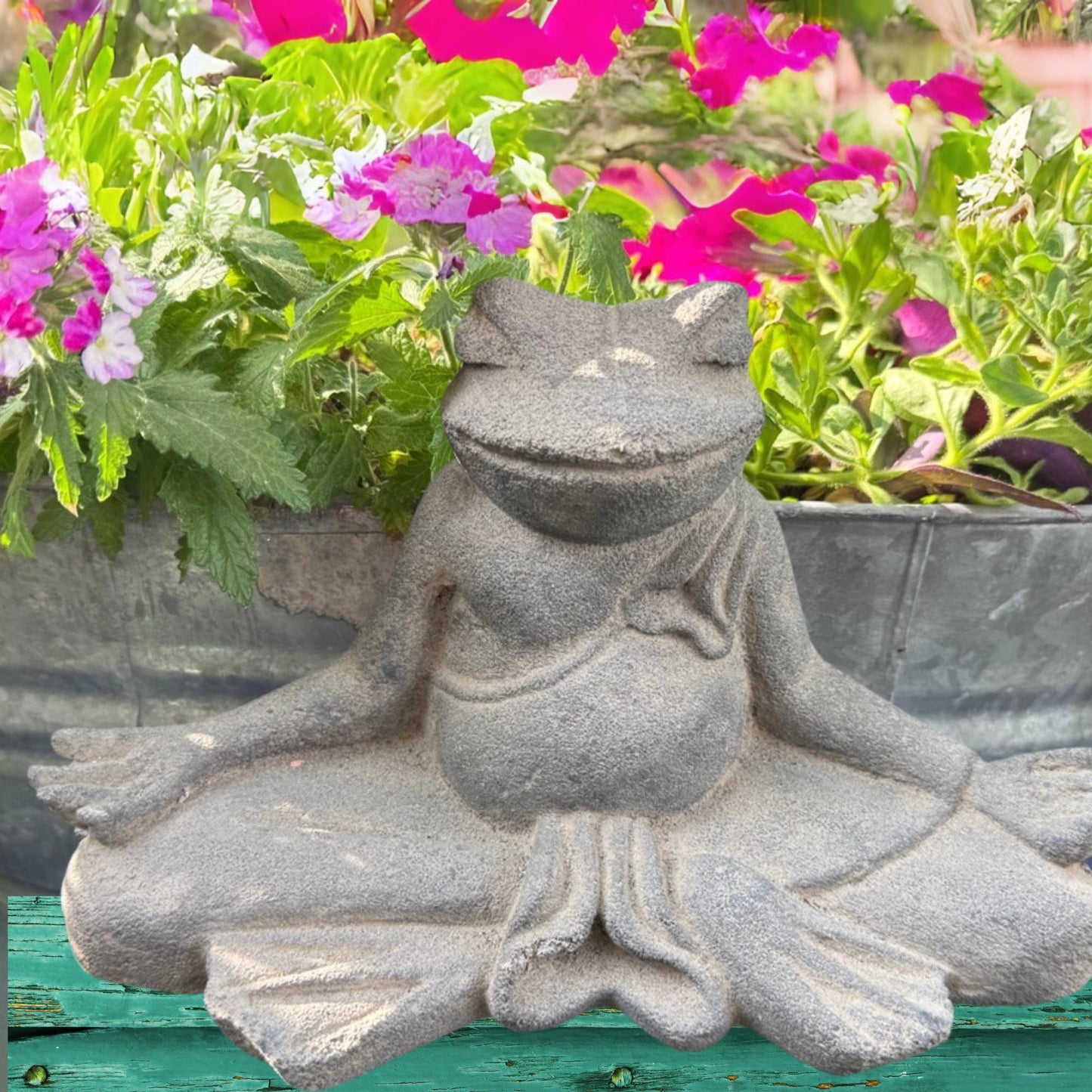 Meditating Yoga Frog Statue: Hand-Cast Lava Stone Garden Decor