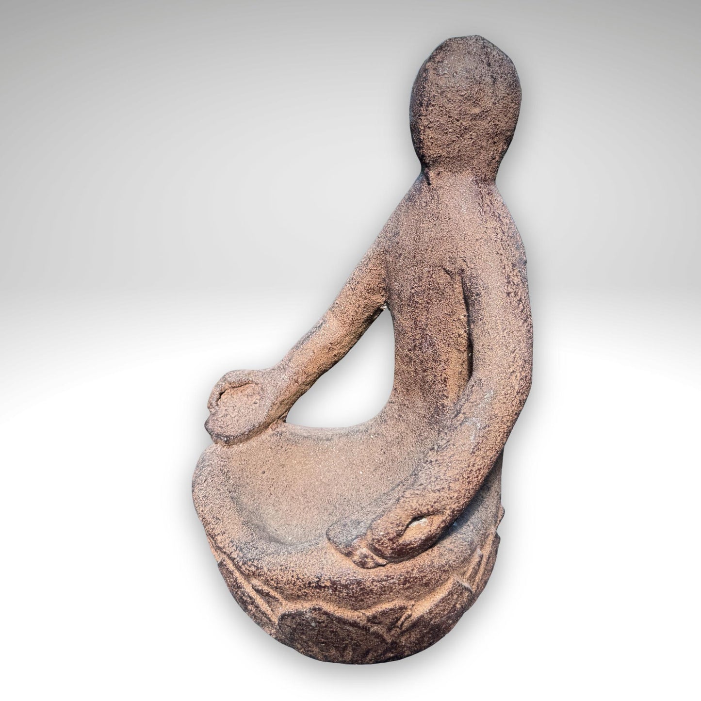 Gaia Goddess Garden Statue: Lava Stone Incense Smudge Dish - Bali Garden Art