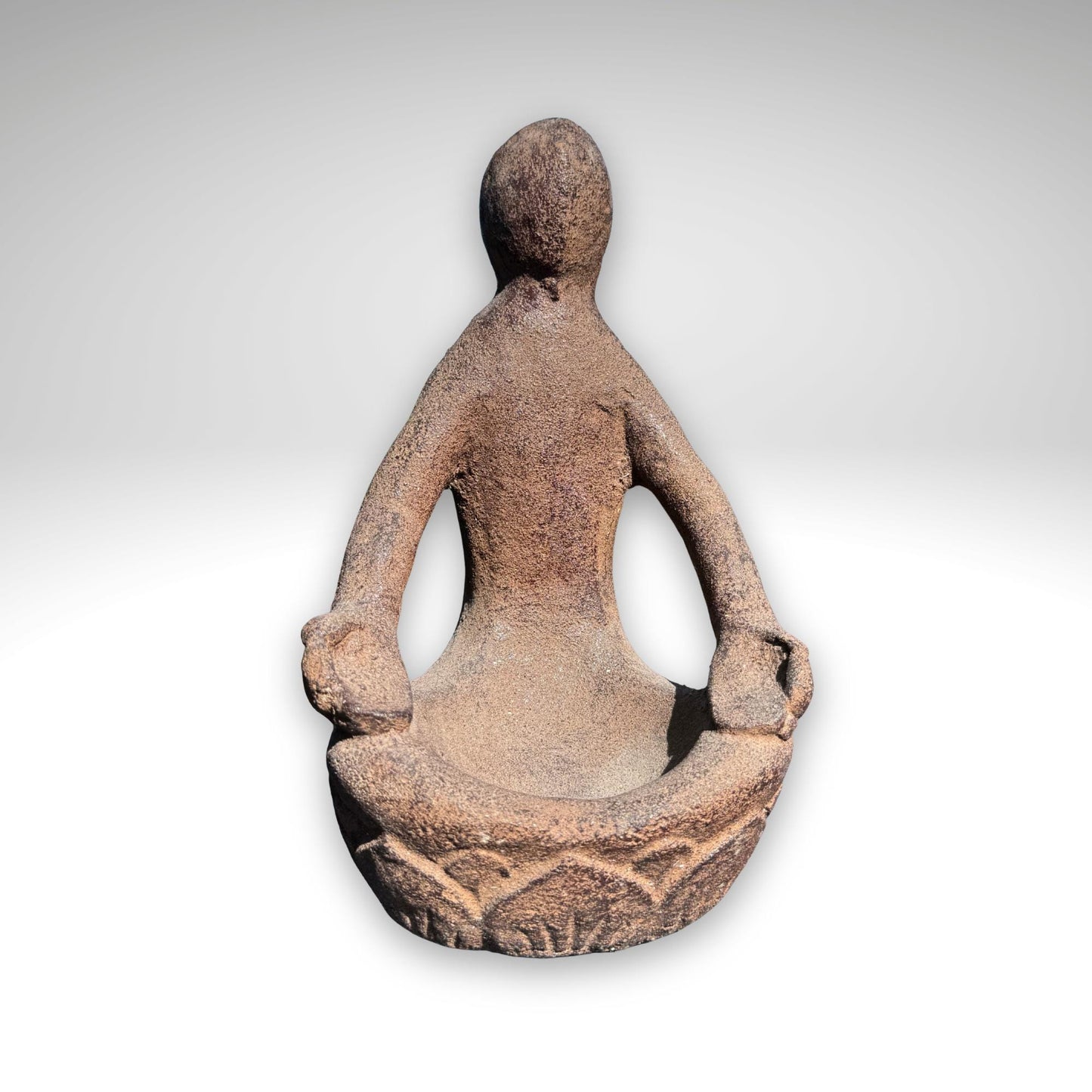Gaia Goddess Garden Statue: Lava Stone Incense Smudge Dish - Bali Garden Art