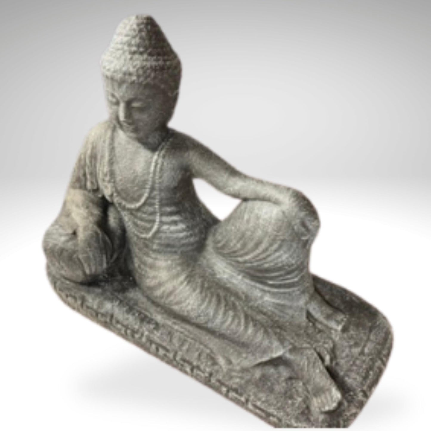 Reclining Nirvana Buddha Statue: Handcrafted Balinese Lava Stone Garden Decor