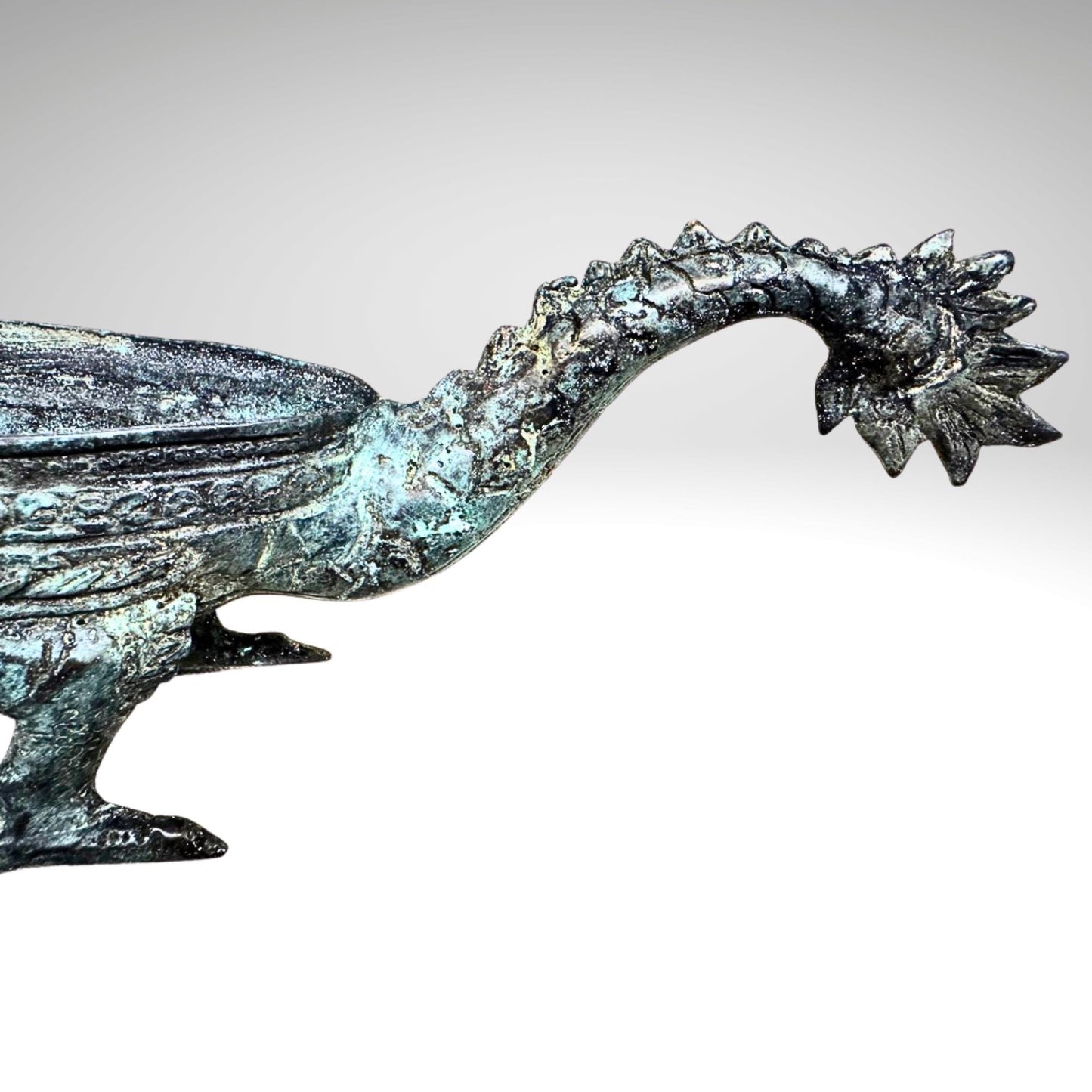 Bronze Dragon Offering Tray: Vintage Balinese Lost Wax Art