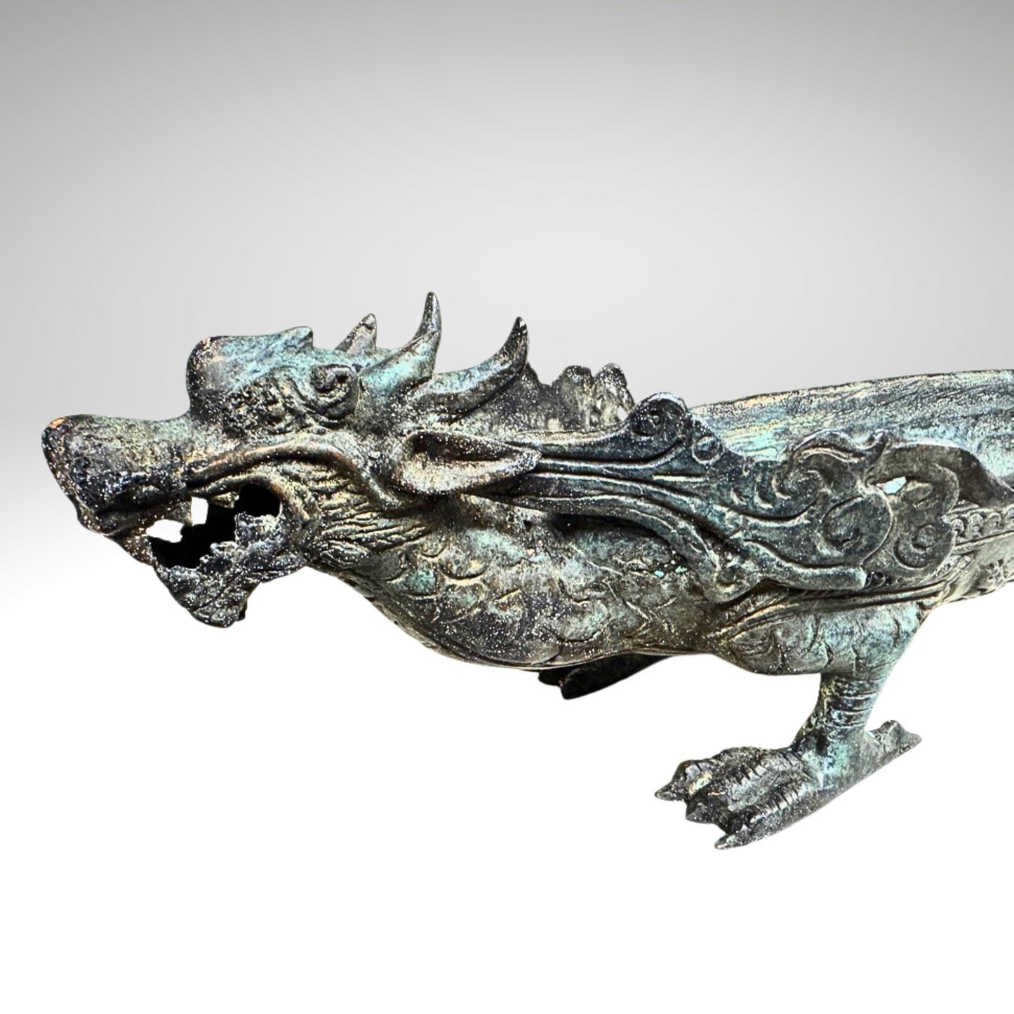 Bronze Dragon Offering Tray: Vintage Balinese Lost Wax Art