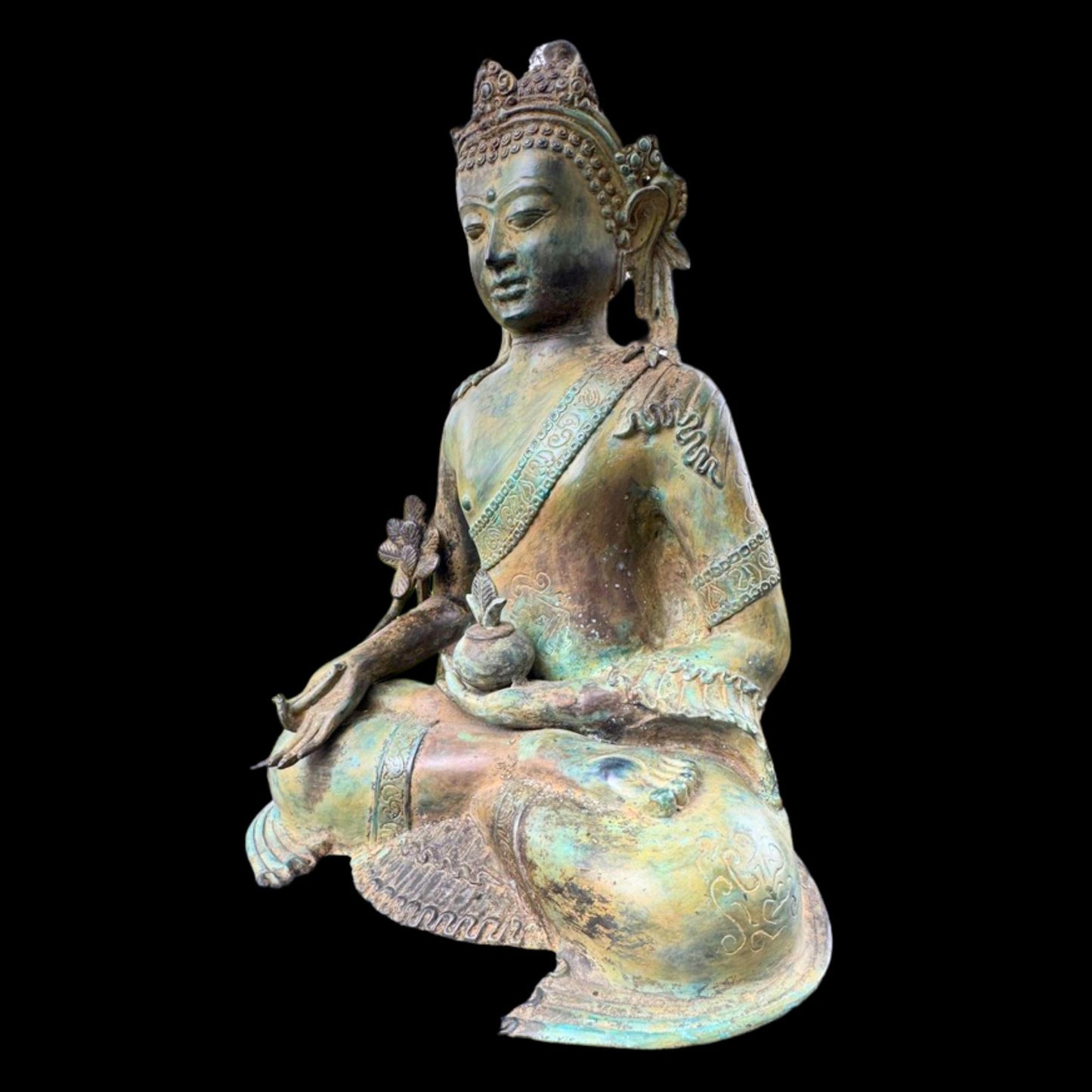 Bronze Medicine Buddha Bhaisajyaguru Statue Handmade Lost Wax Cast sculpture Balinese Art