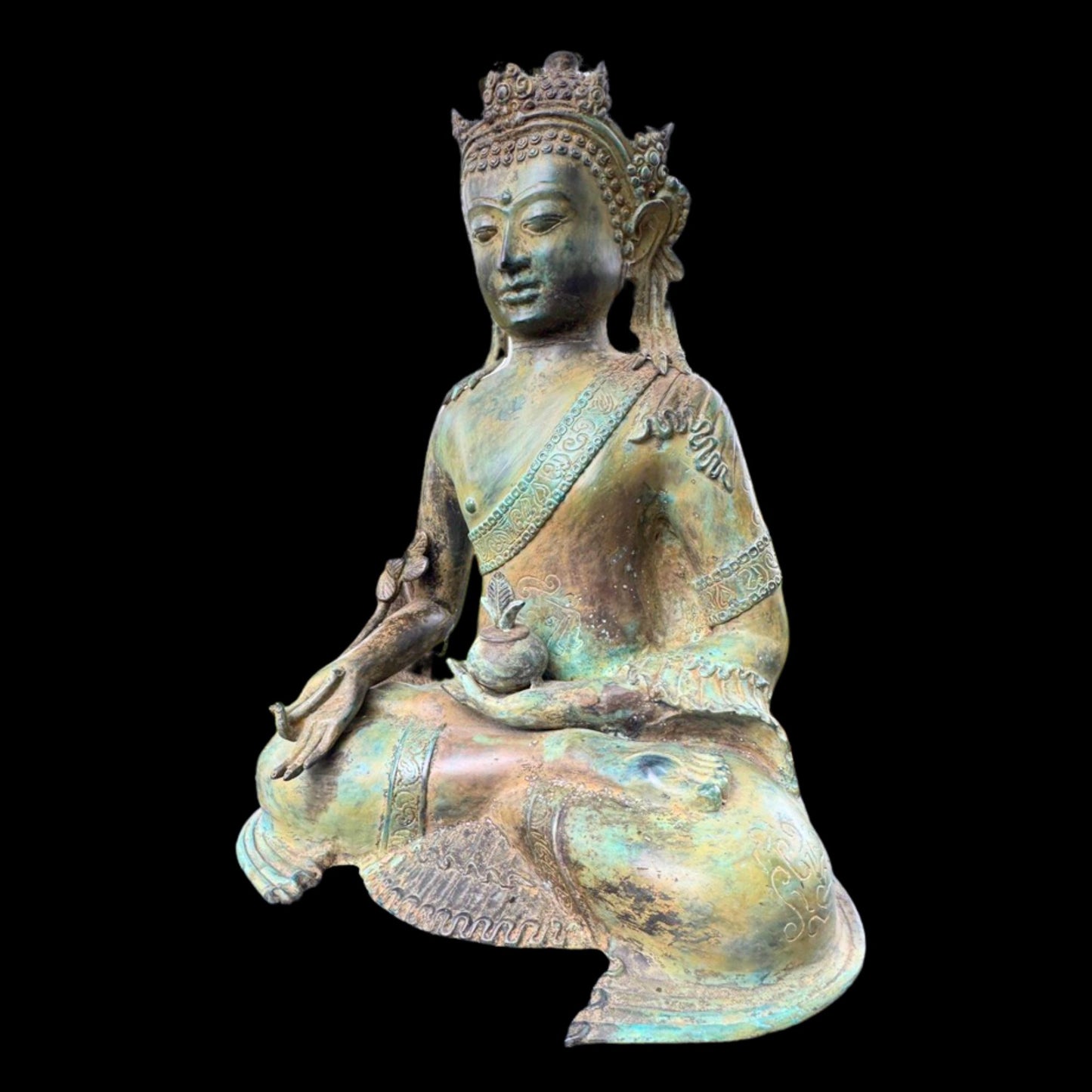 Bronze Medicine Buddha Bhaisajyaguru Statue Handmade Lost Wax Cast sculpture Balinese Art