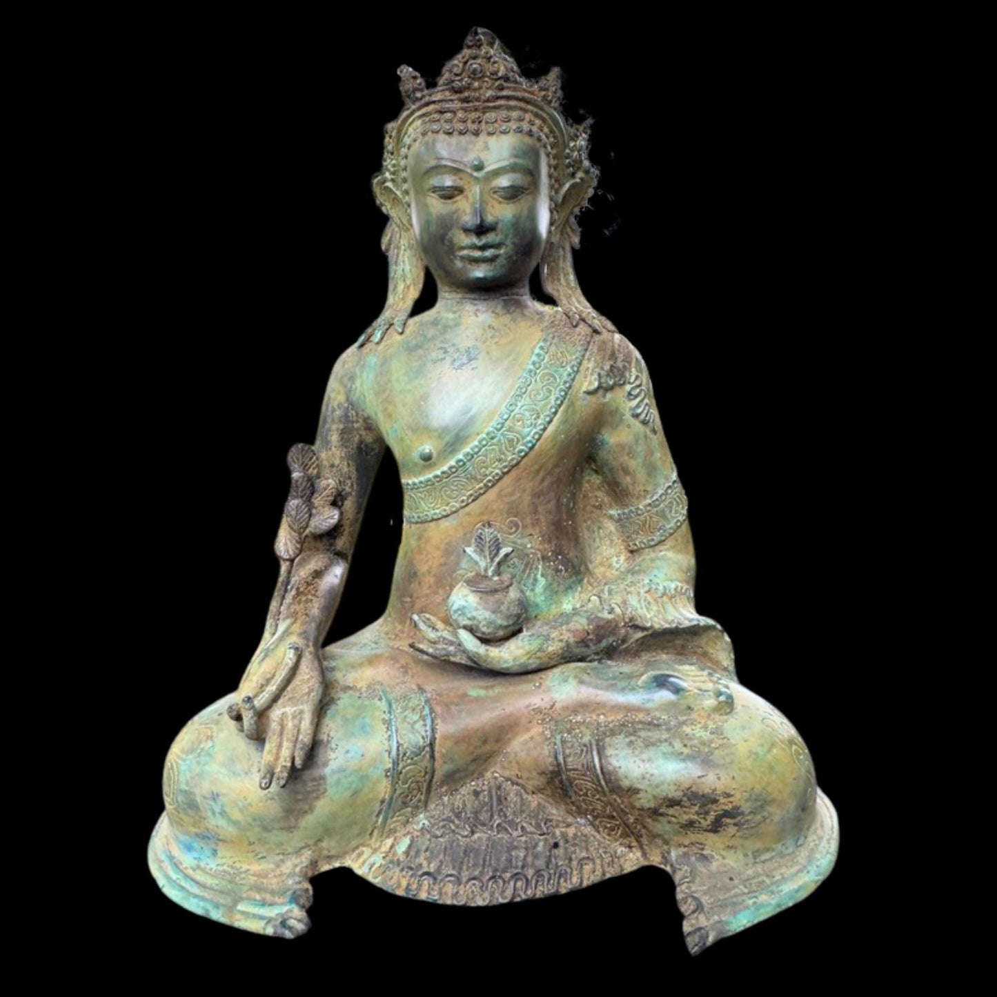 Bronze Medicine Buddha Bhaisajyaguru Statue Handmade Lost Wax Cast sculpture Balinese Art