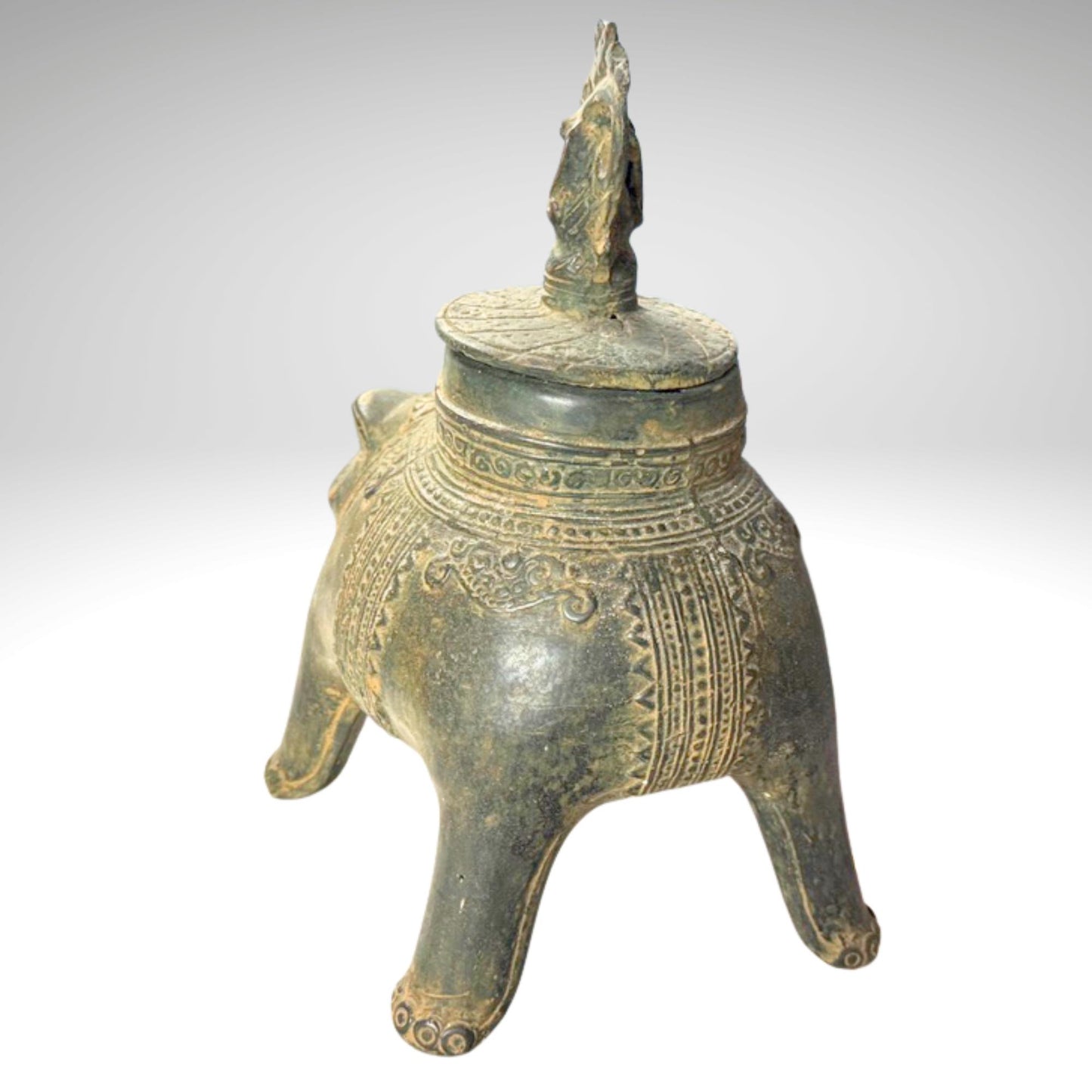 Vintage Bronze Censer Frog Incense Burner Verdigris Patina Bronze Indonesian Folk Art