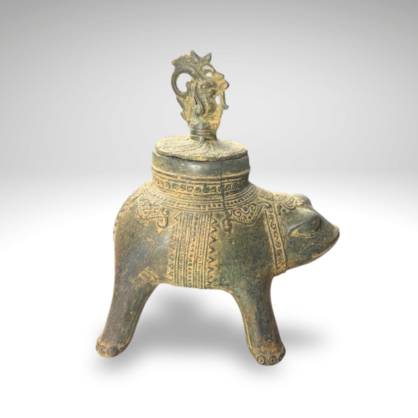 Vintage Bronze Censer Frog Incense Burner Verdigris Patina Bronze Indonesian Folk Art