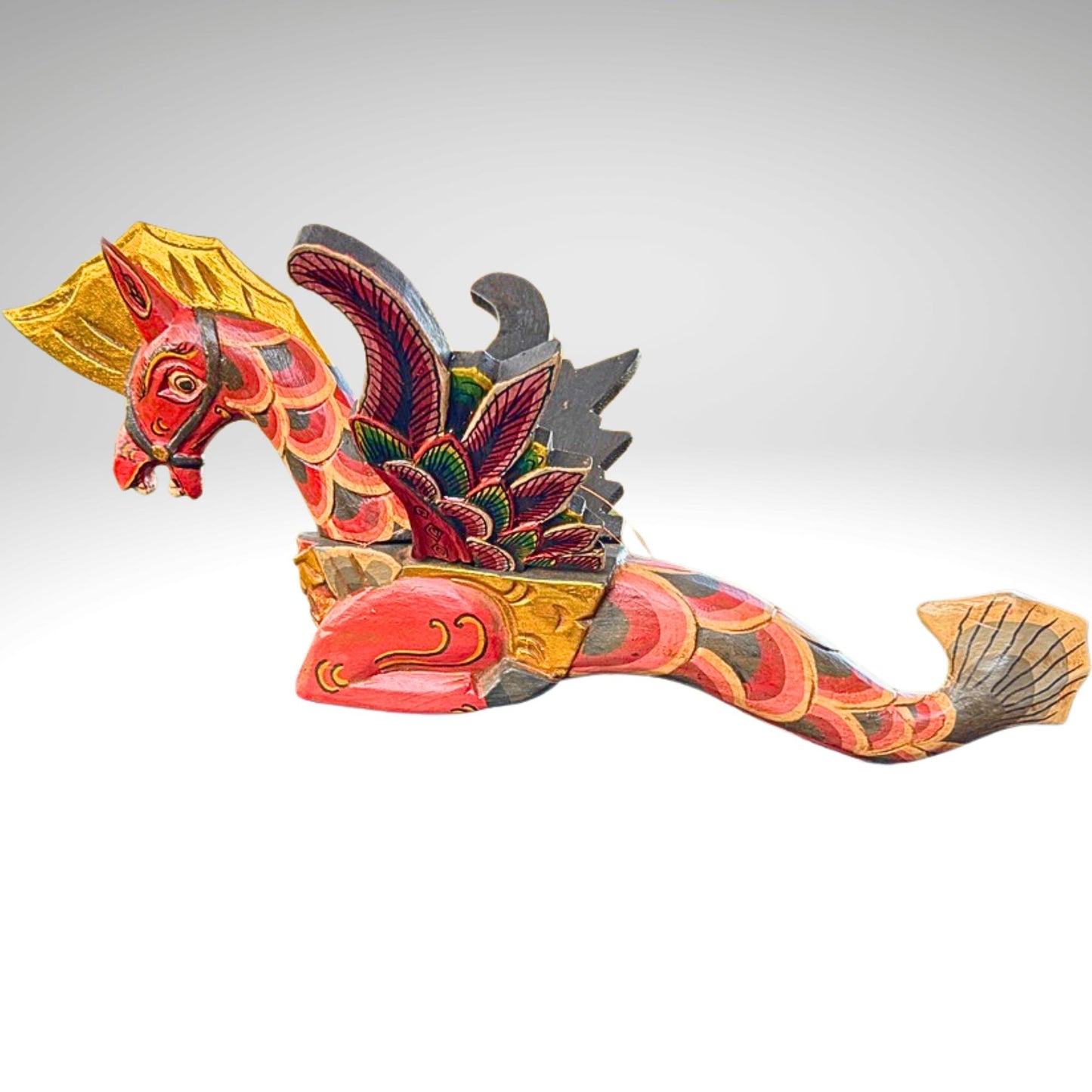 Bali Winged Seahorse Spiritchaser Mobile,Hand Carved Wooden Indonesian Folk Art