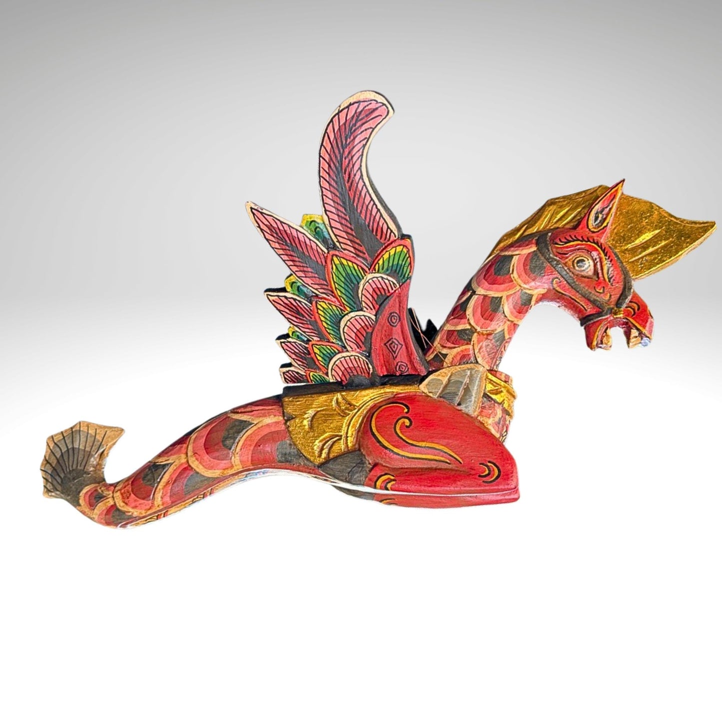 Bali Winged Seahorse Spiritchaser Mobile,Hand Carved Wooden Indonesian Folk Art