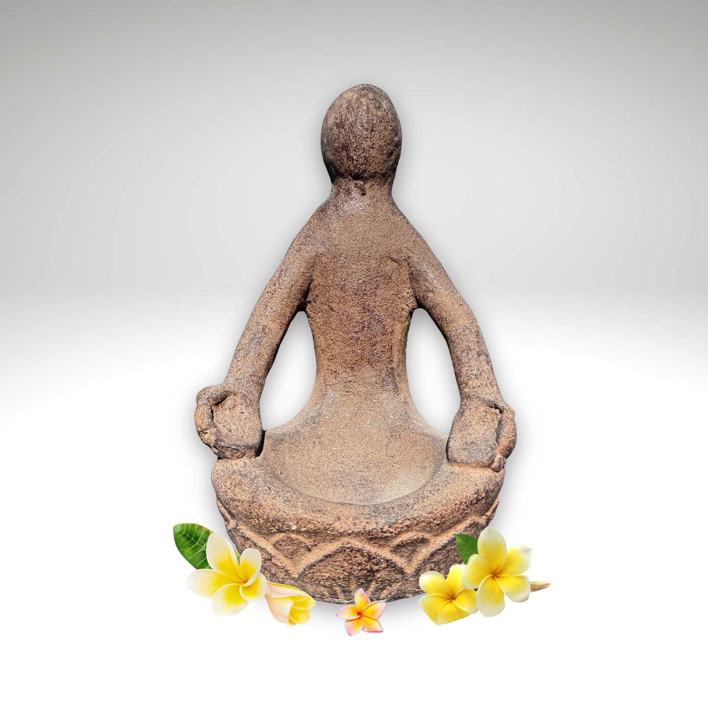 Gaia Goddess Garden Statue: Lava Stone Incense Smudge Dish - Bali Garden Art