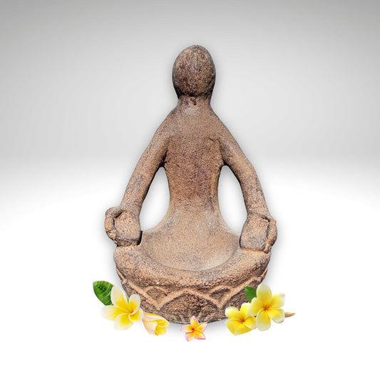 Gaia Goddess Garden Statue: Lava Stone Incense Smudge Dish - Bali Garden Art - Acadia World Traders