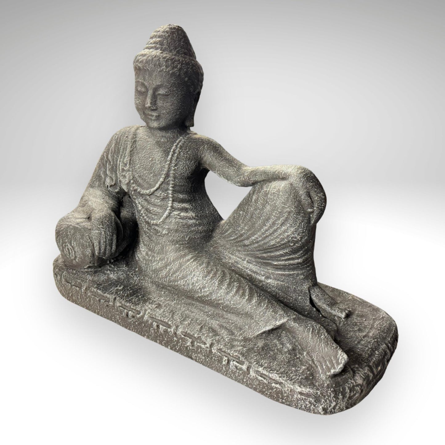 Reclining Nirvana Buddha Statue: Handcrafted Balinese Lava Stone Garden Decor