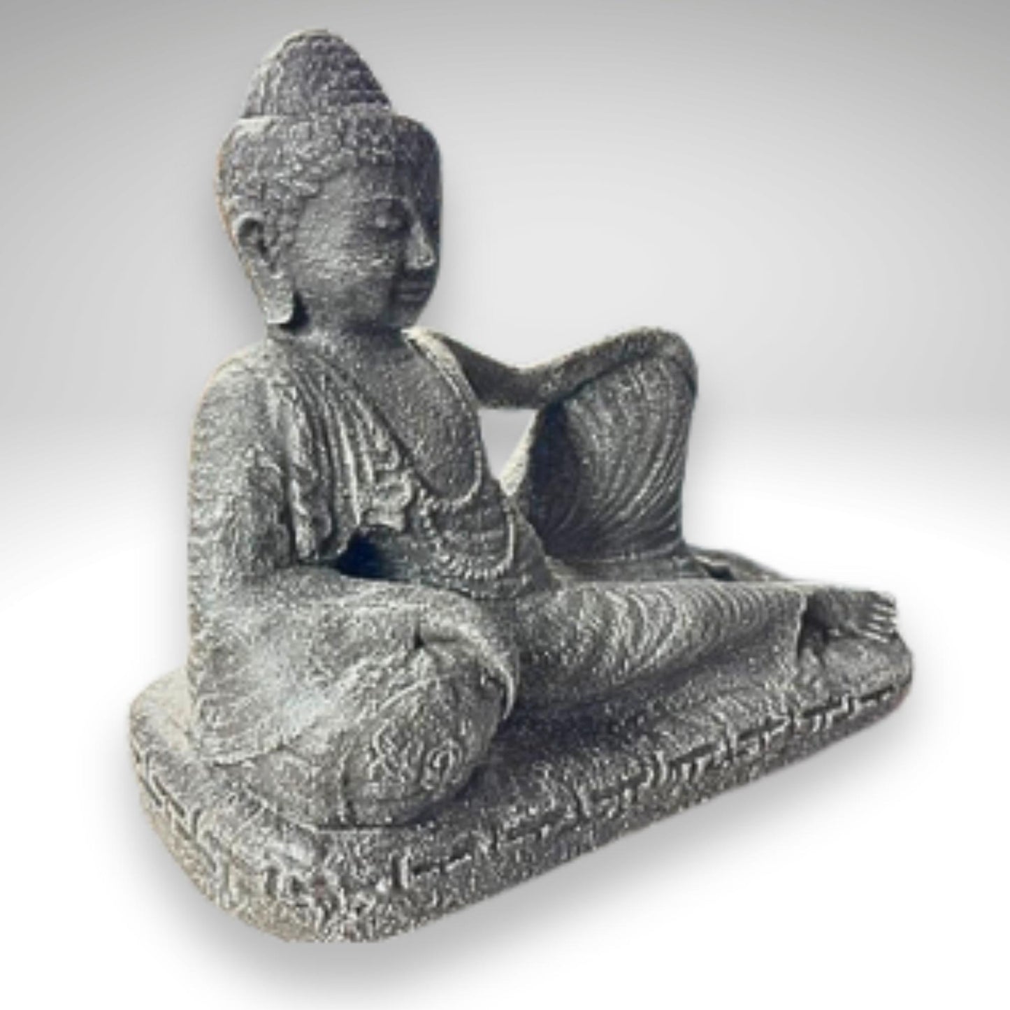 Reclining Nirvana Buddha Statue: Handcrafted Balinese Lava Stone Garden Decor