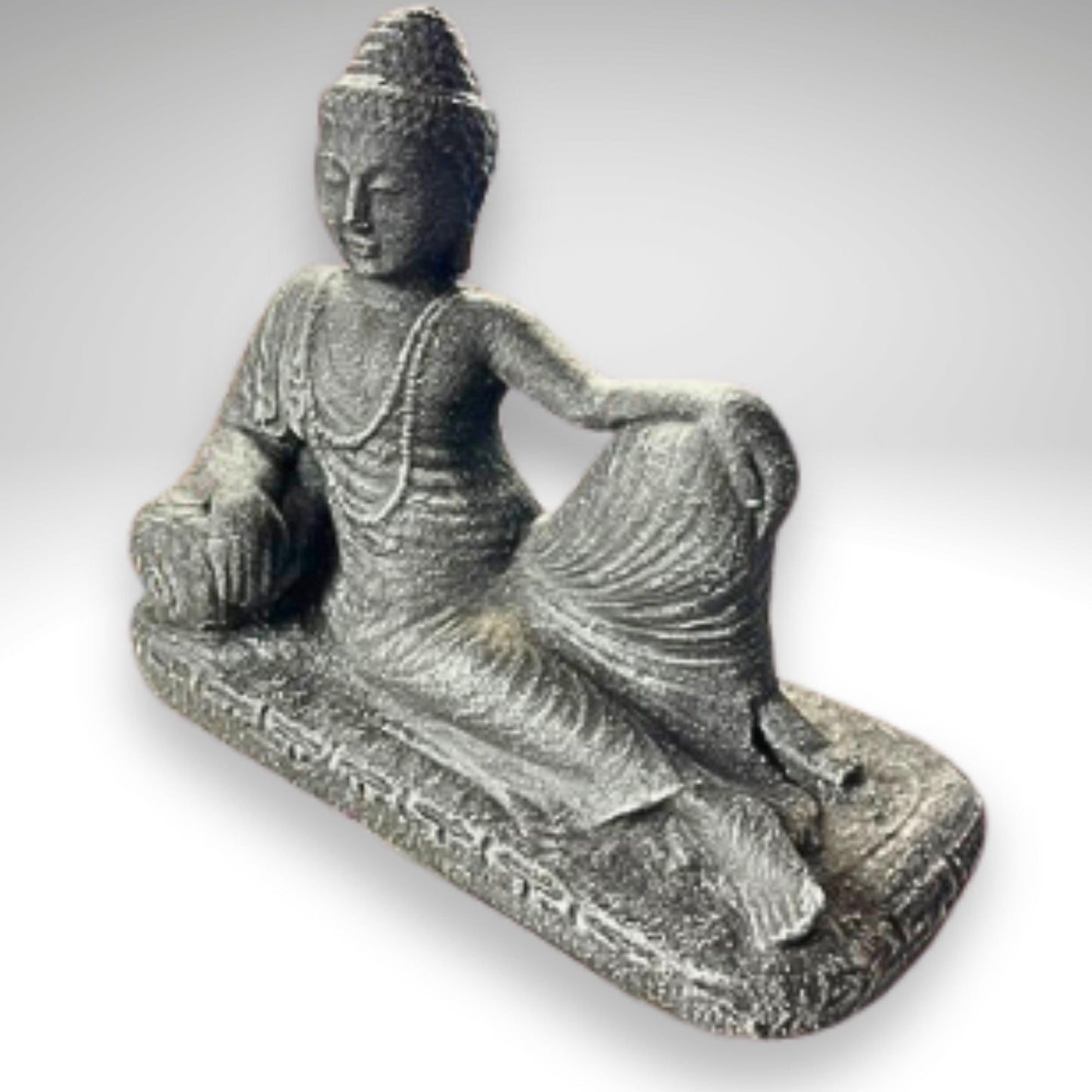 Reclining Nirvana Buddha Statue: Handcrafted Balinese Lava Stone Garden Decor