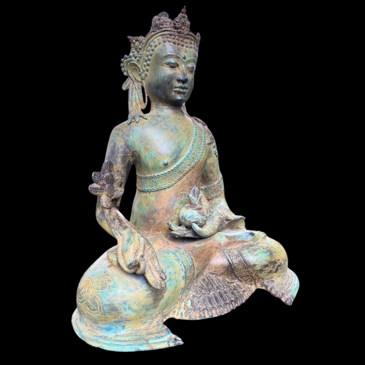 Bronze Medicine Buddha Bhaisajyaguru Statue Handmade Lost Wax Cast sculpture Balinese Art