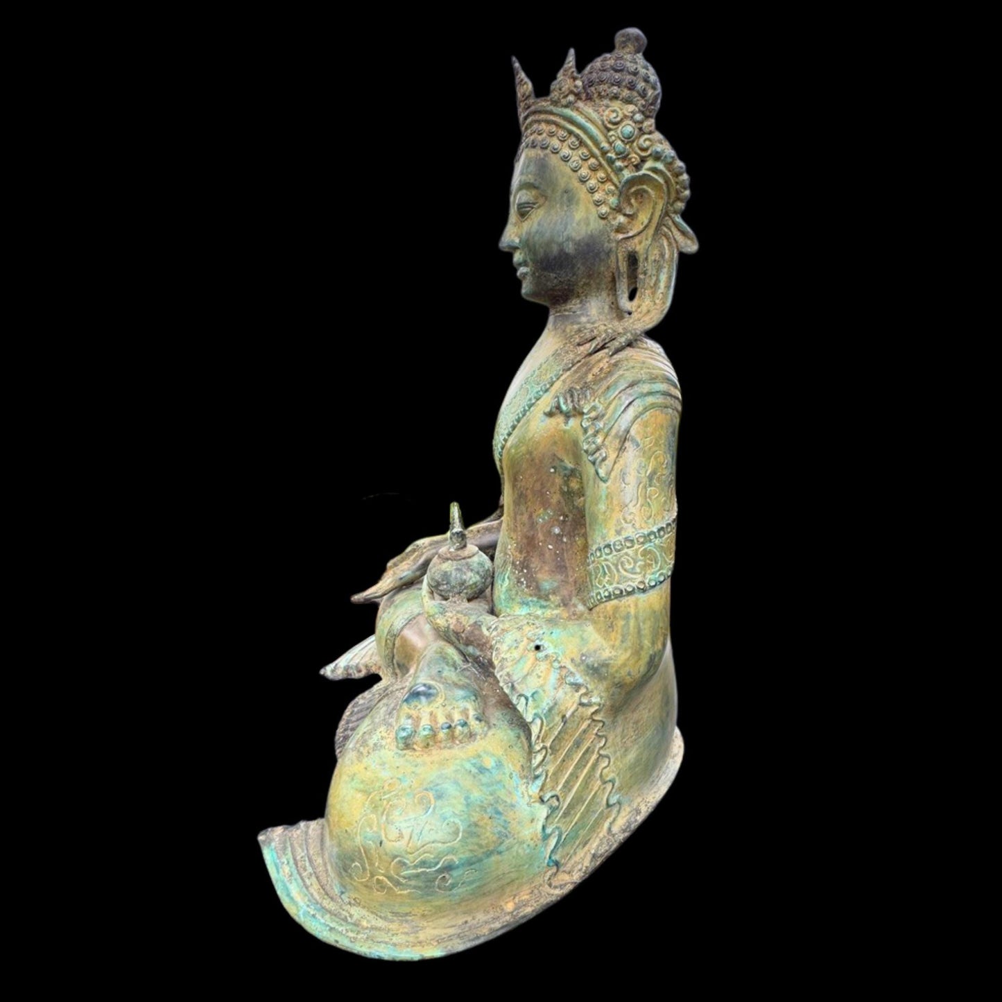 Bronze Medicine Buddha Bhaisajyaguru Statue Handmade Lost Wax Cast sculpture Balinese Art