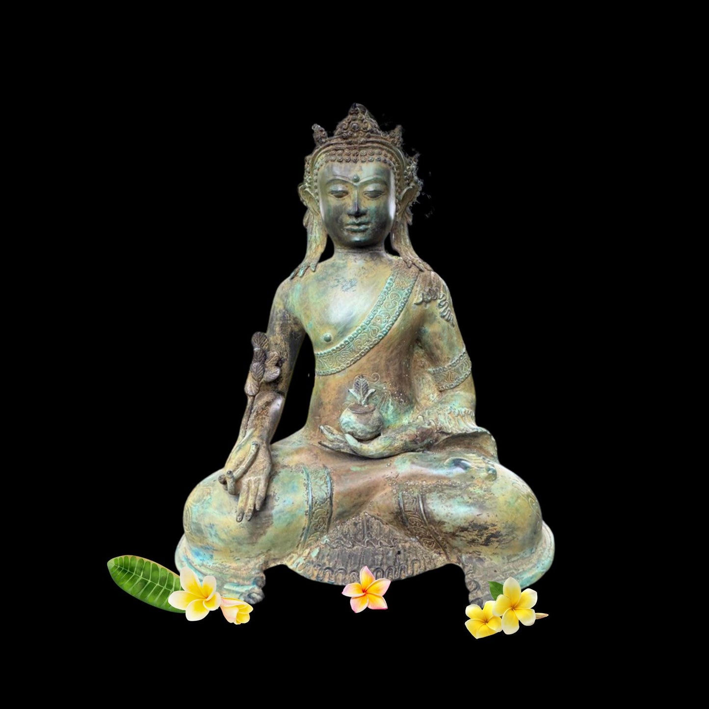 Bronze Medicine Buddha Bhaisajyaguru Statue Handmade Lost Wax Cast sculpture Balinese Art