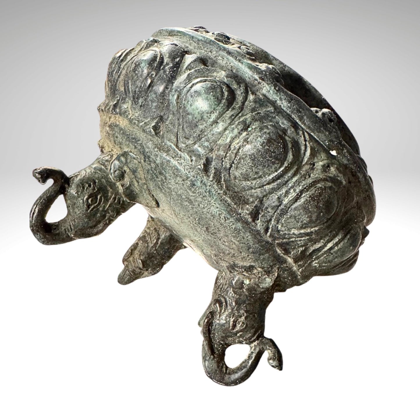 Vintage Bronze Censer World Turtle Kurma Incense Burner Verdigris Patina Bronze Indonesian Folk Art